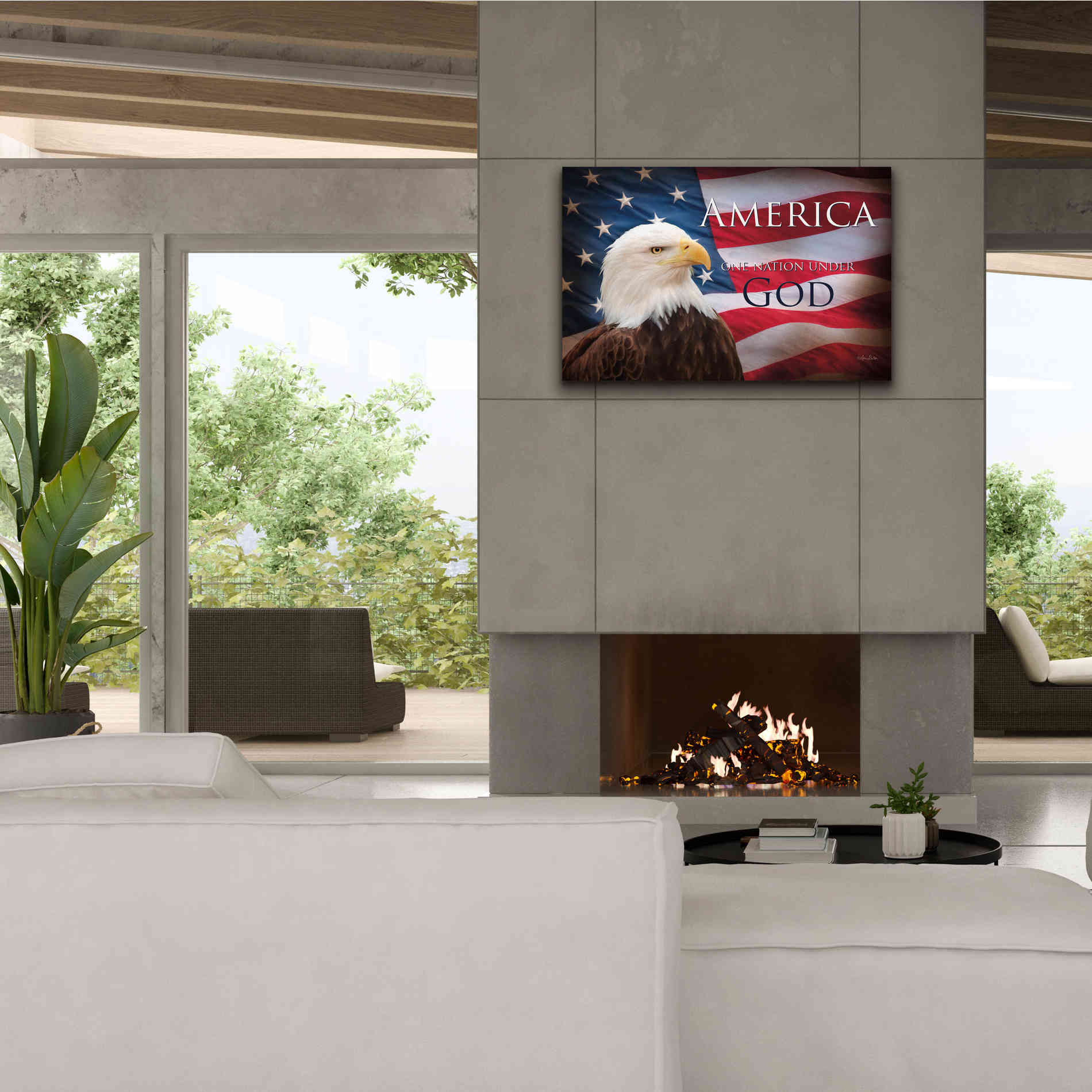 'One Nation Under God Flag' by Lori Deiter, Canvas Wall Art,40 x 26