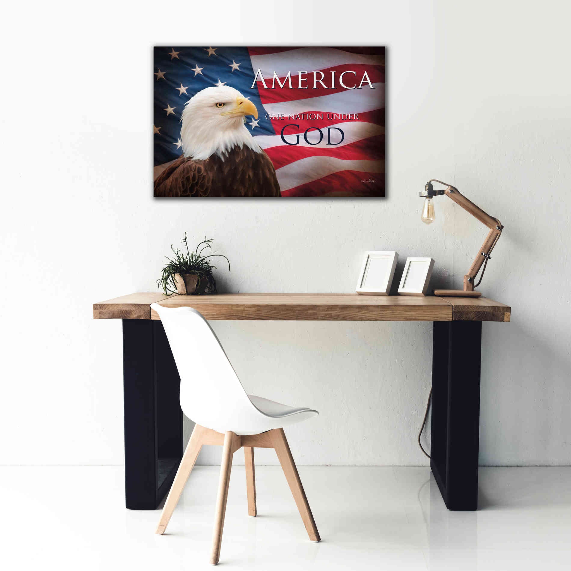 'One Nation Under God Flag' by Lori Deiter, Canvas Wall Art,40 x 26