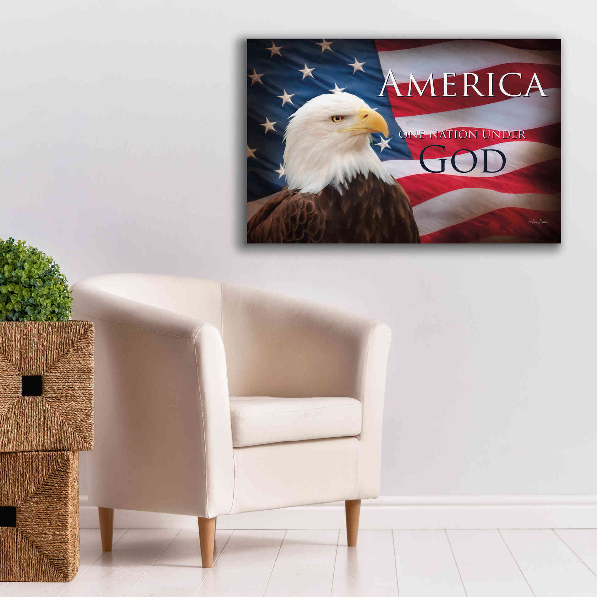 'One Nation Under God Flag' by Lori Deiter, Canvas Wall Art,40 x 26
