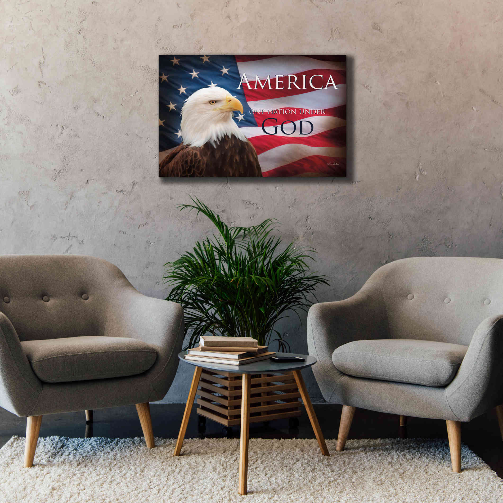 'One Nation Under God Flag' by Lori Deiter, Canvas Wall Art,40 x 26