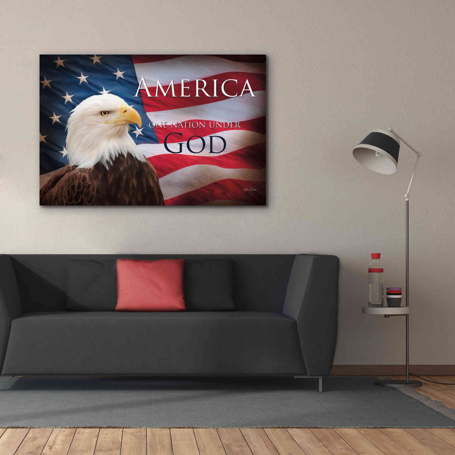 'One Nation Under God Flag' by Lori Deiter, Canvas Wall Art,60 x 40