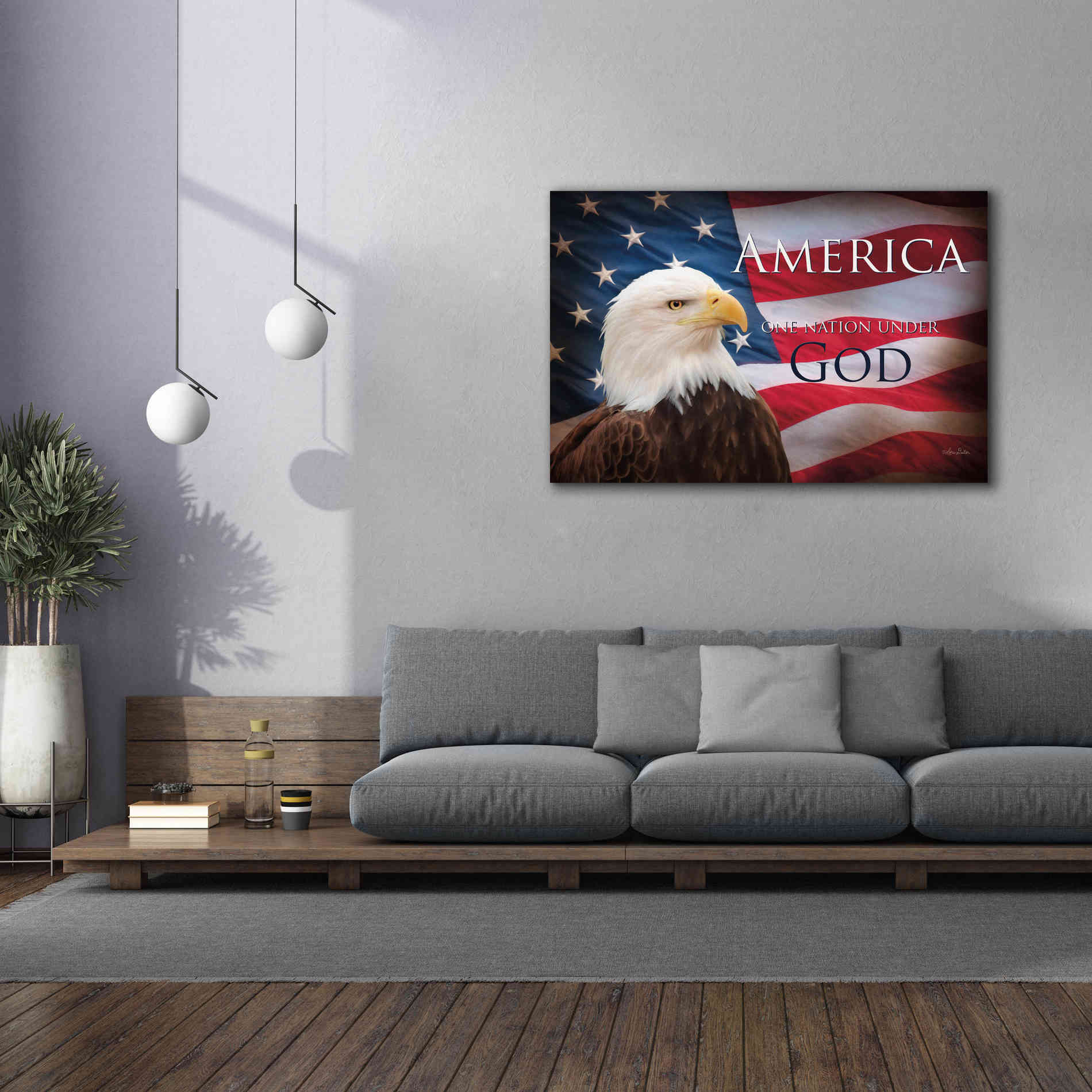 'One Nation Under God Flag' by Lori Deiter, Canvas Wall Art,60 x 40