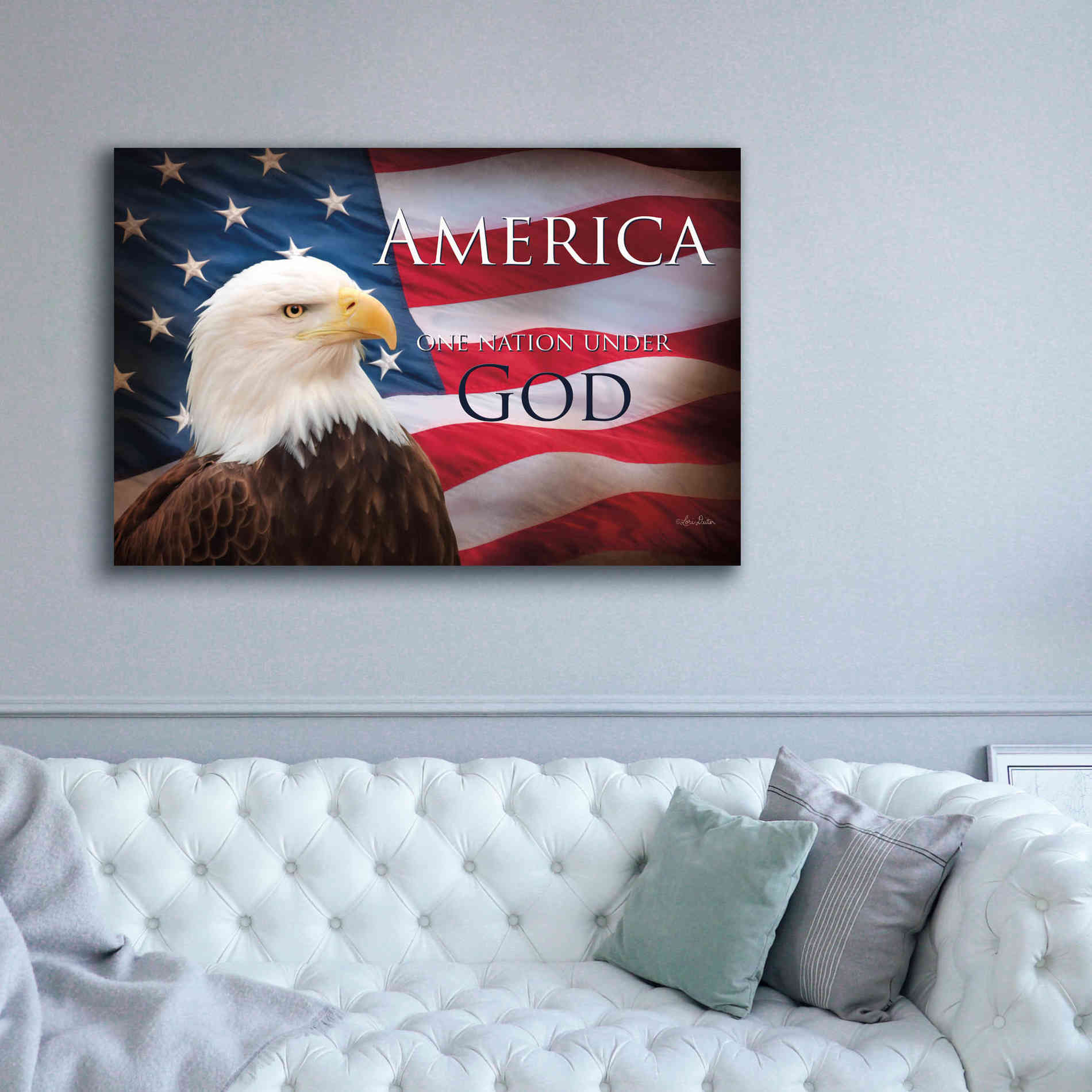 'One Nation Under God Flag' by Lori Deiter, Canvas Wall Art,60 x 40