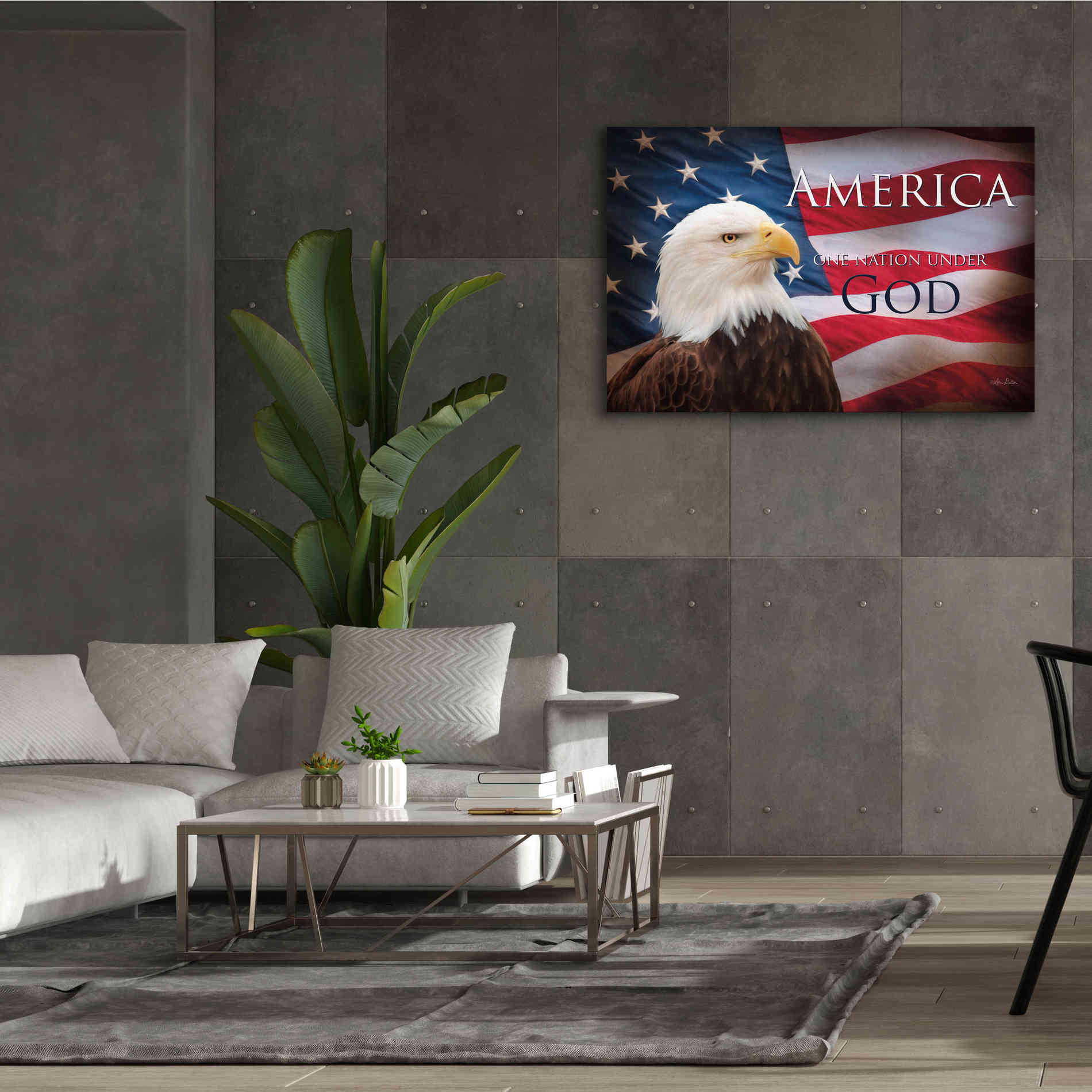 'One Nation Under God Flag' by Lori Deiter, Canvas Wall Art,60 x 40