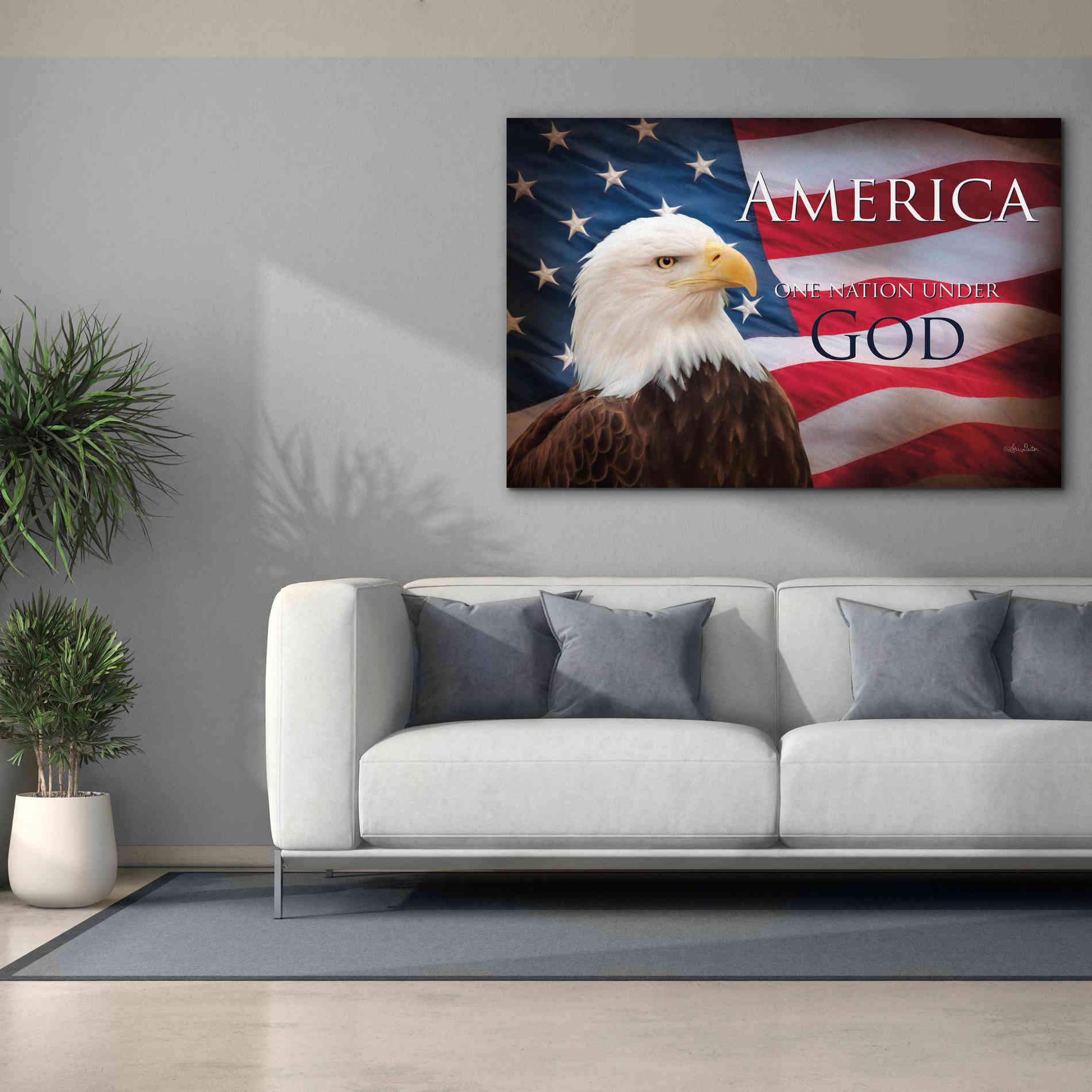 'One Nation Under God Flag' by Lori Deiter, Canvas Wall Art,60 x 40