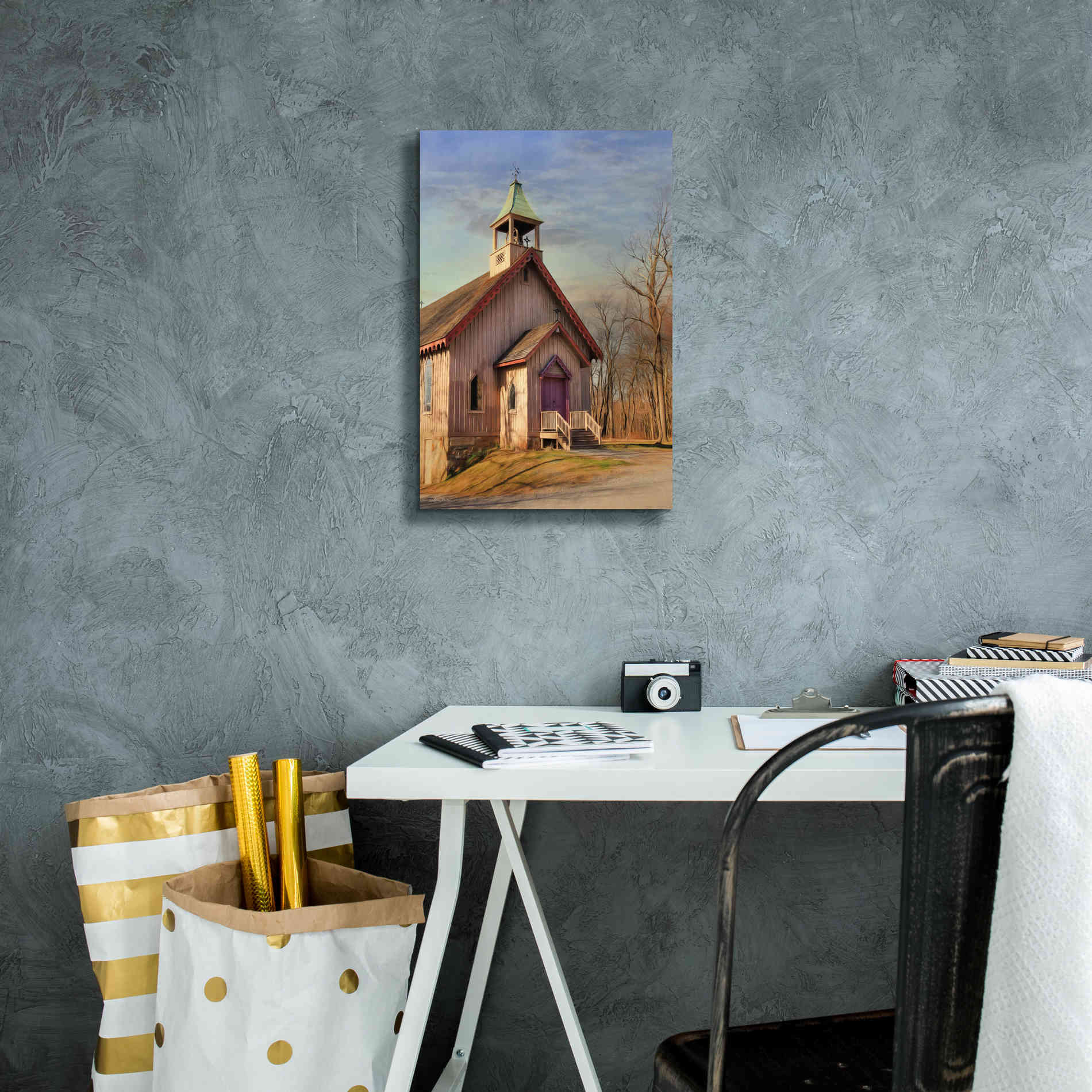 'Eckley St. James Church' by Lori Deiter, Canvas Wall Art,12 x 18