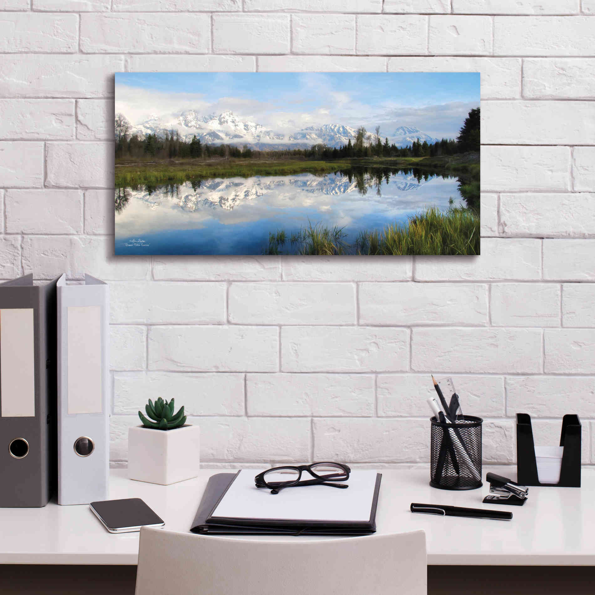 'Grand Teton Sunrise' by Lori Deiter, Canvas Wall Art,24 x 12