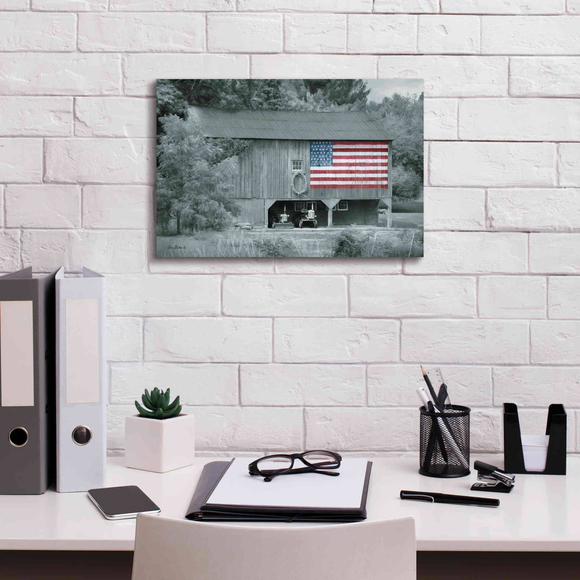 'Patriotic Farm I' by Lori Deiter Canvas Wall Art,18 x 12