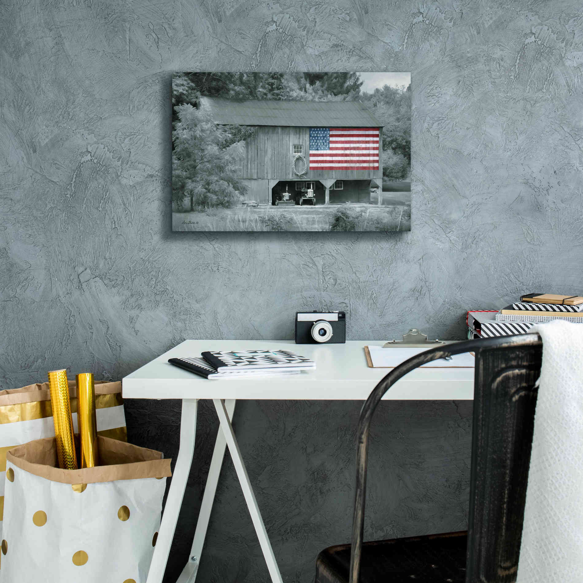 'Patriotic Farm I' by Lori Deiter Canvas Wall Art,18 x 12