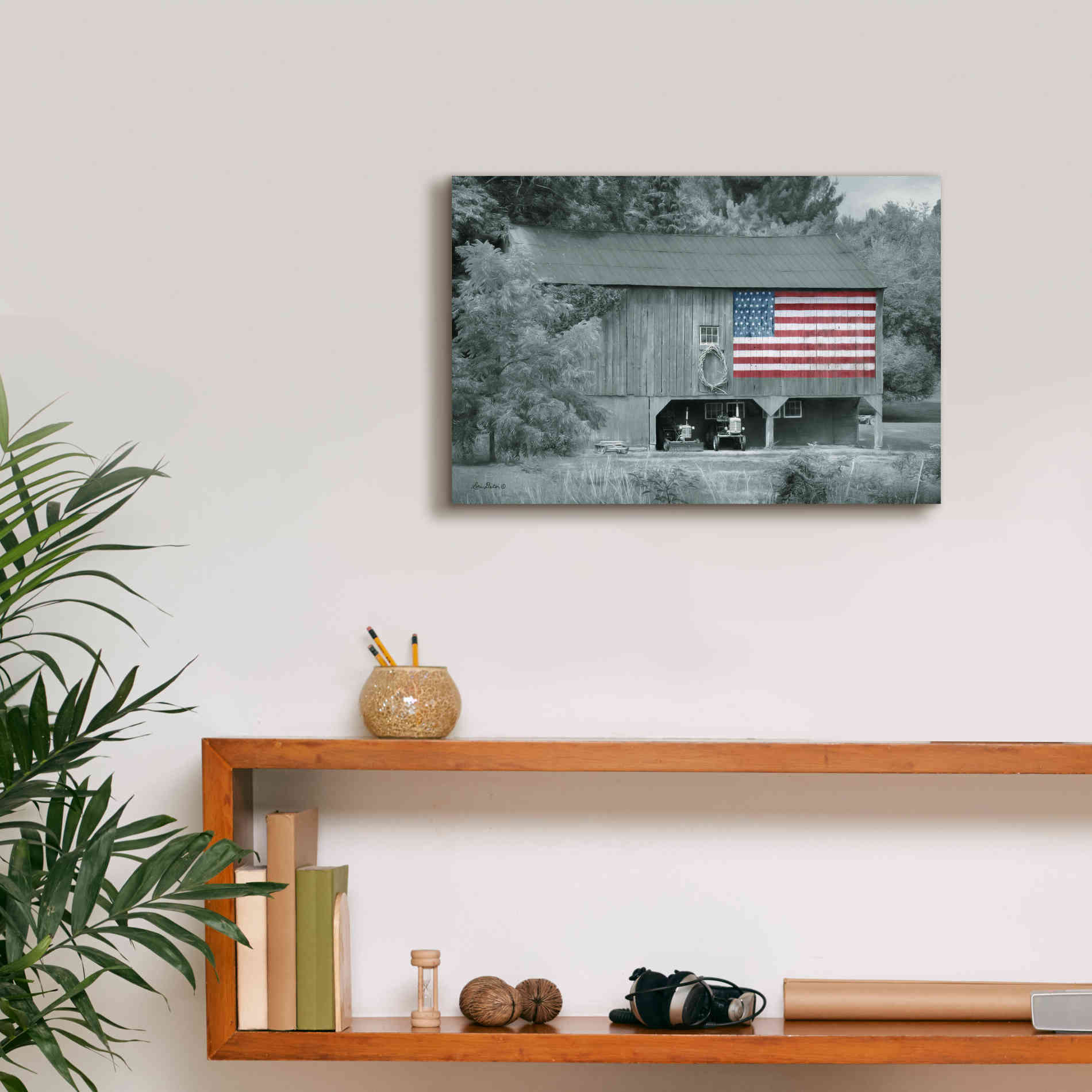 'Patriotic Farm I' by Lori Deiter Canvas Wall Art,18 x 12