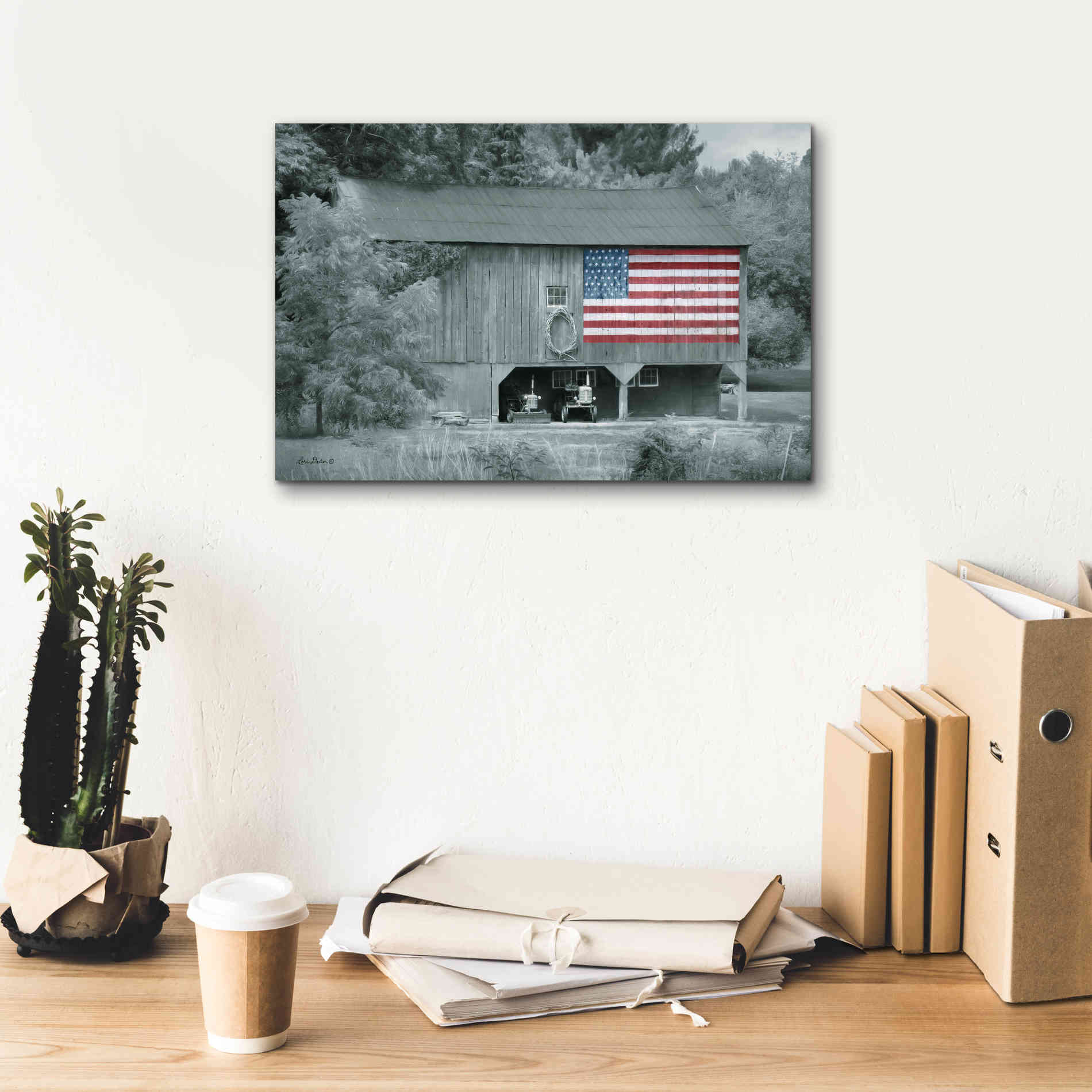 'Patriotic Farm I' by Lori Deiter Canvas Wall Art,18 x 12