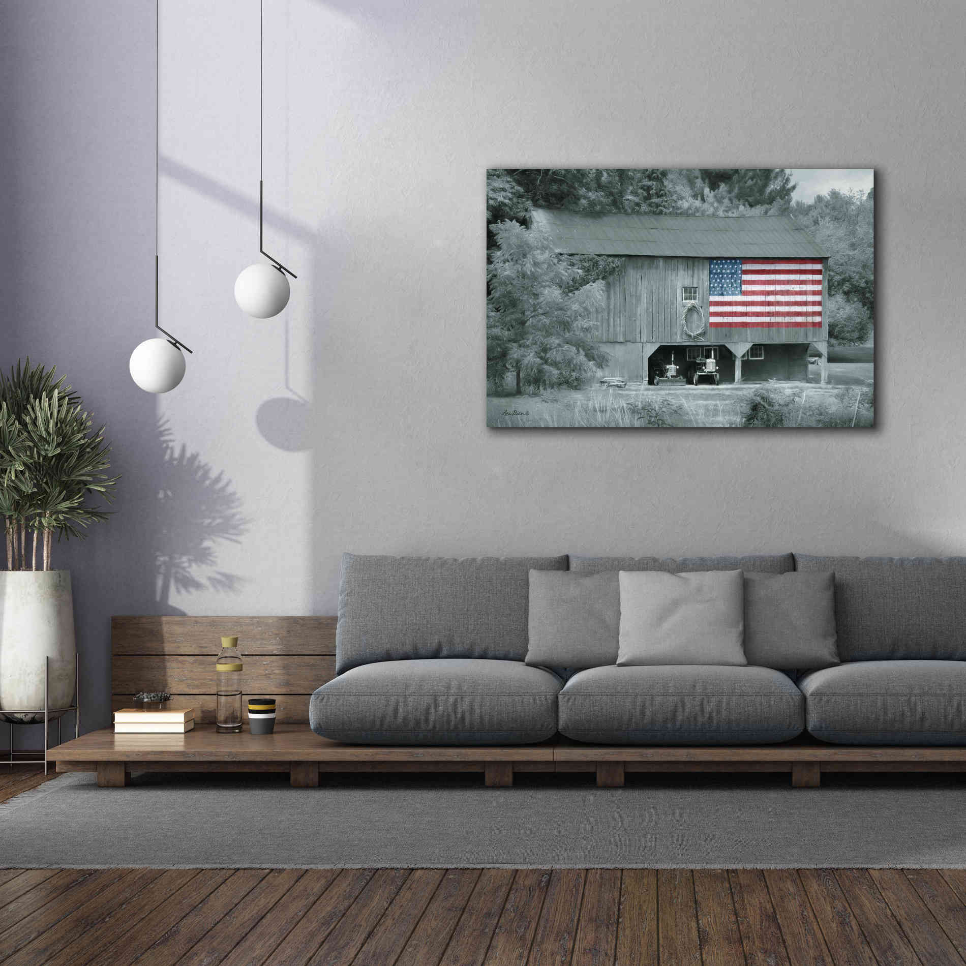 'Patriotic Farm I' by Lori Deiter Canvas Wall Art,60 x 40
