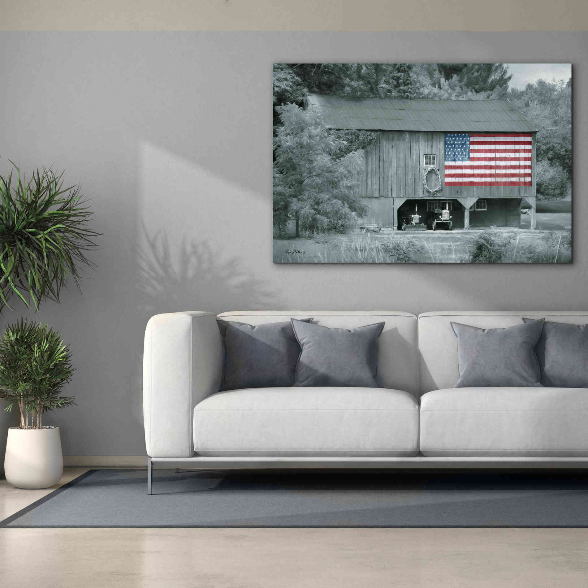 'Patriotic Farm I' by Lori Deiter Canvas Wall Art,60 x 40