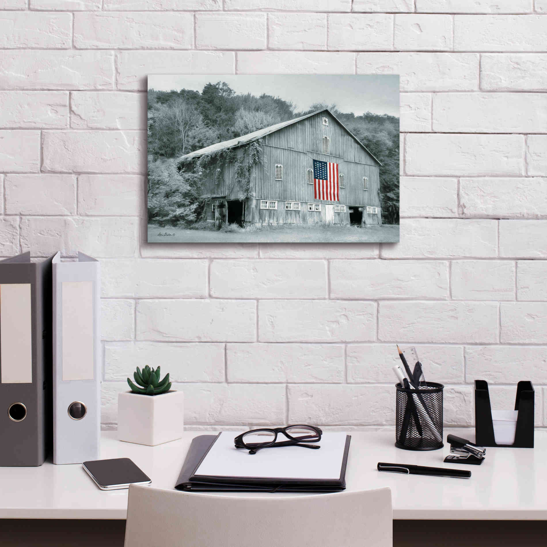 'Patriotic Farm II' by Lori Deiter Canvas Wall Art,18 x 12