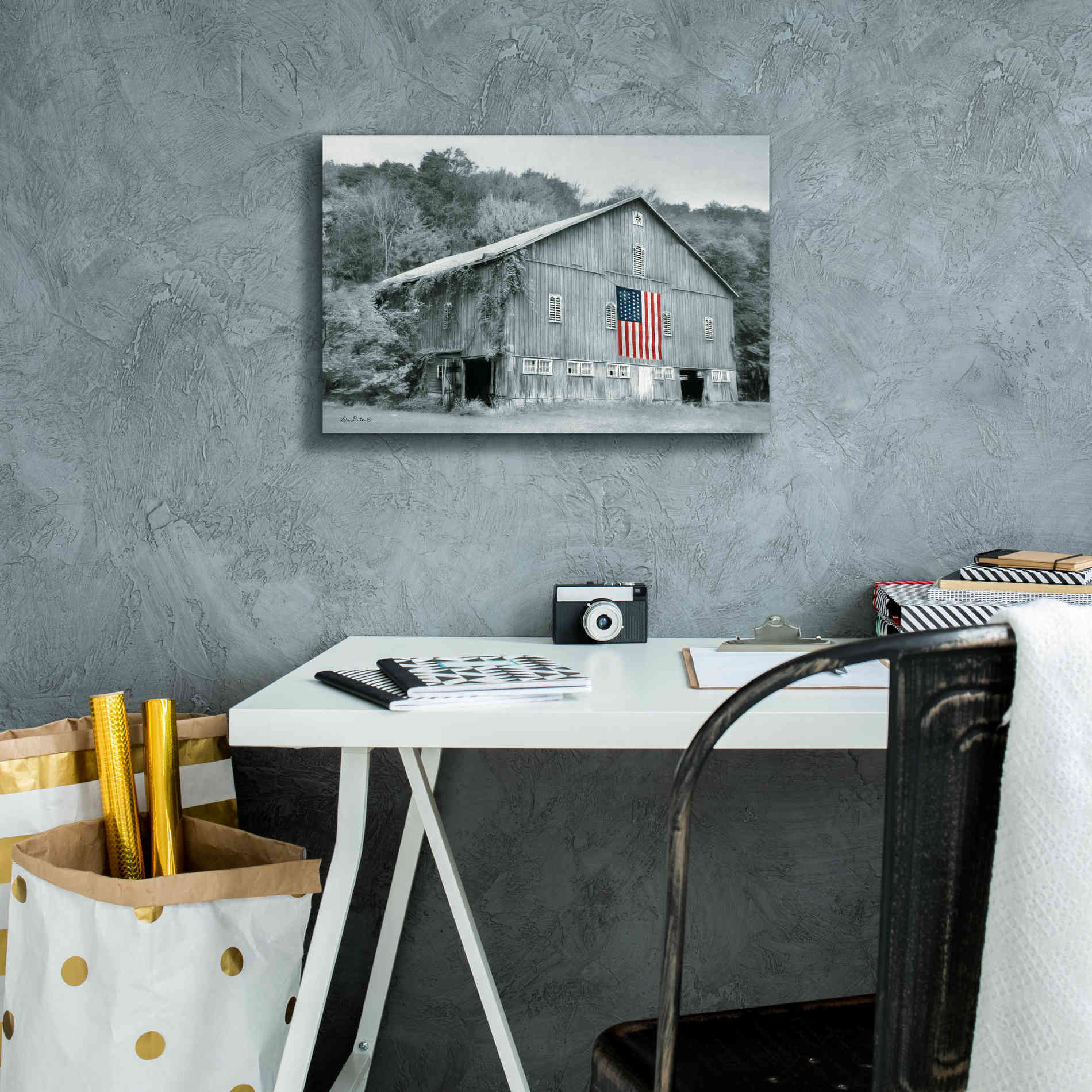 'Patriotic Farm II' by Lori Deiter Canvas Wall Art,18 x 12