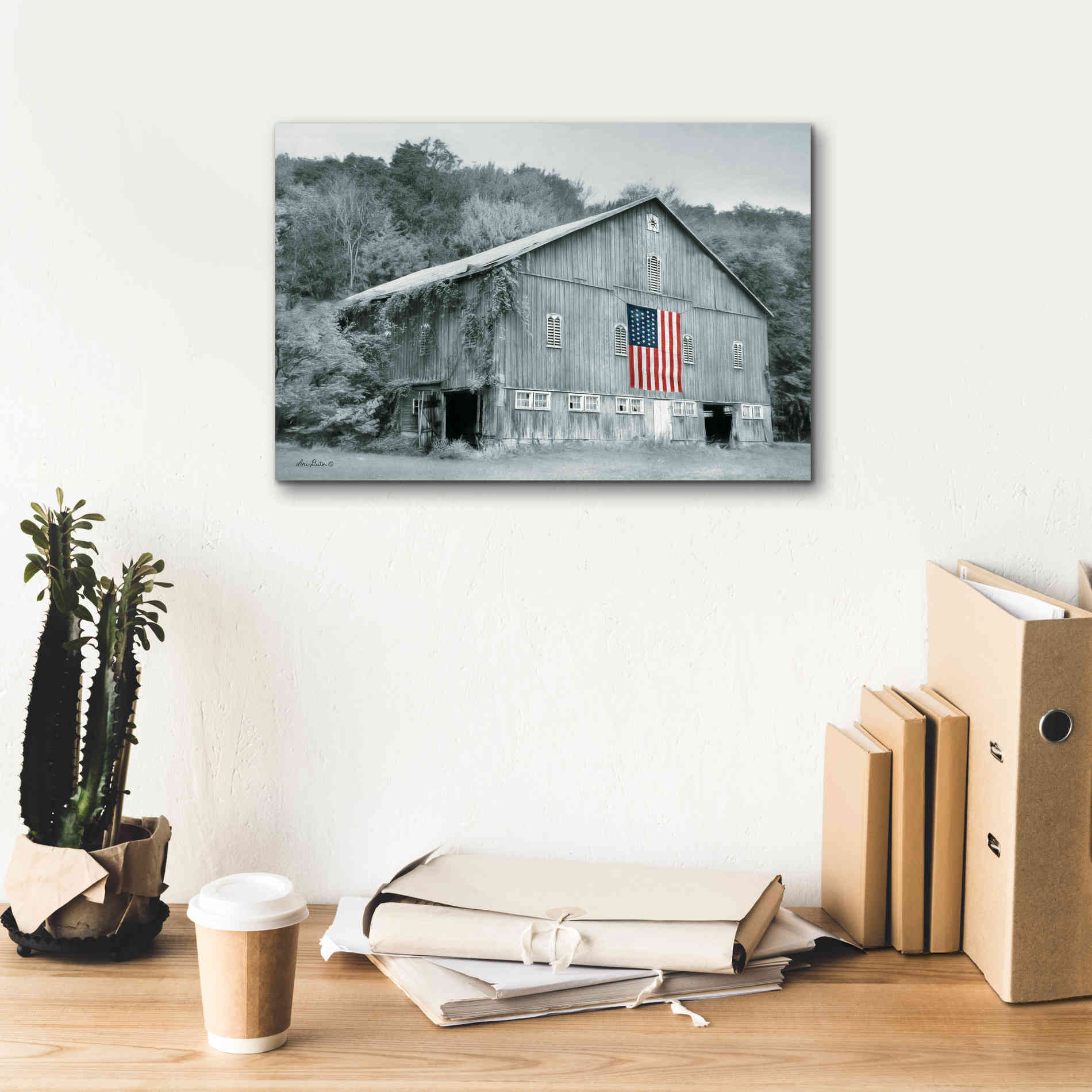 'Patriotic Farm II' by Lori Deiter Canvas Wall Art,18 x 12