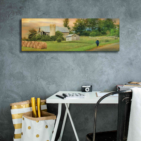 Image of 'Amish Barefoot Farmer' by Lori Deiter Canvas Wall Art,36 x 12