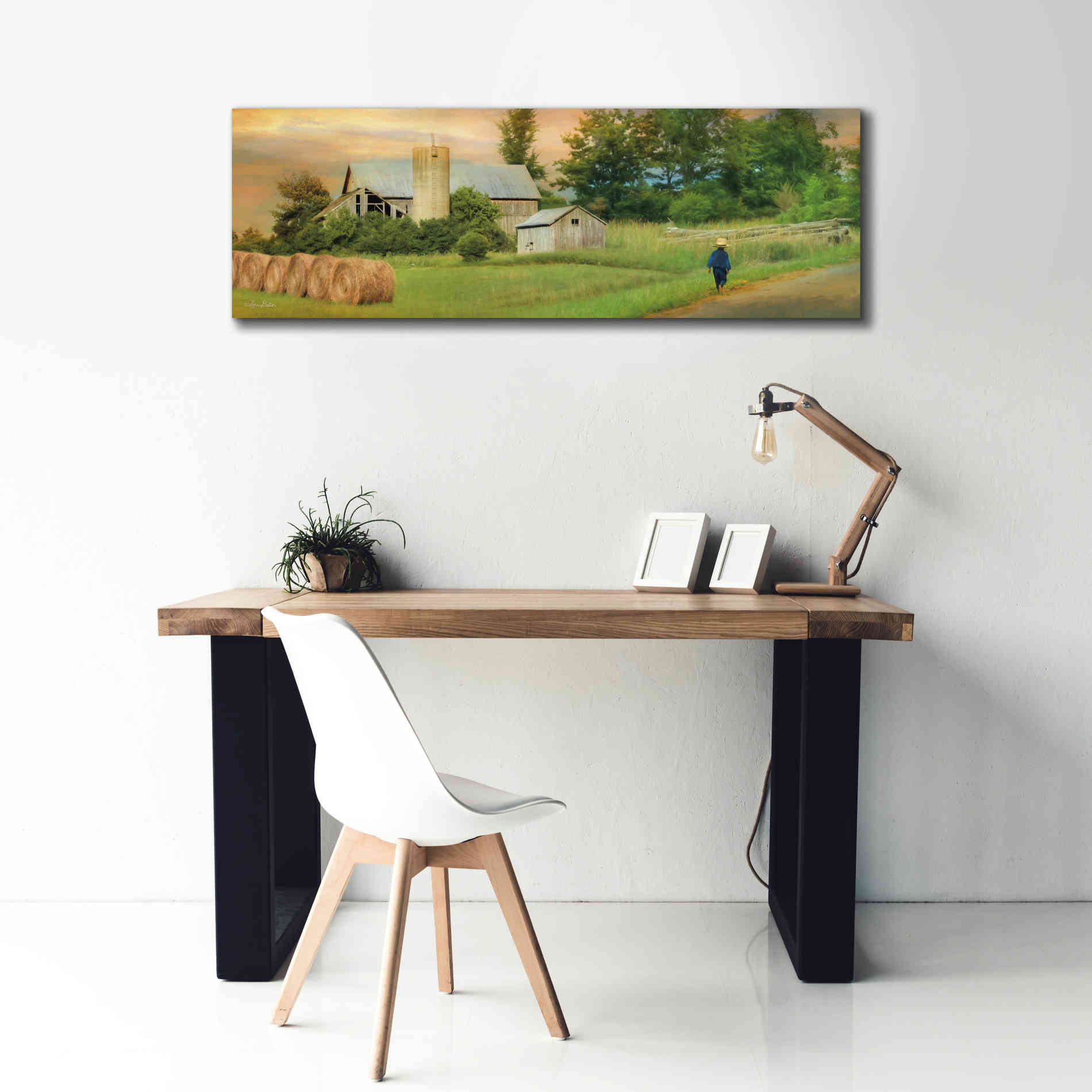 'Amish Barefoot Farmer' by Lori Deiter Canvas Wall Art,60 x 20