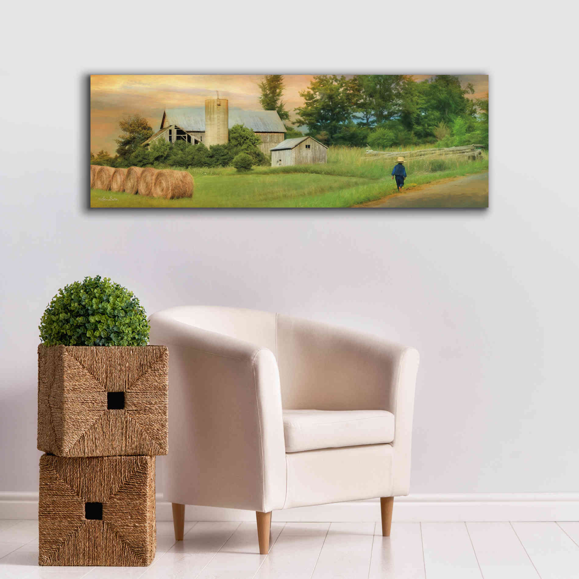 'Amish Barefoot Farmer' by Lori Deiter Canvas Wall Art,60 x 20
