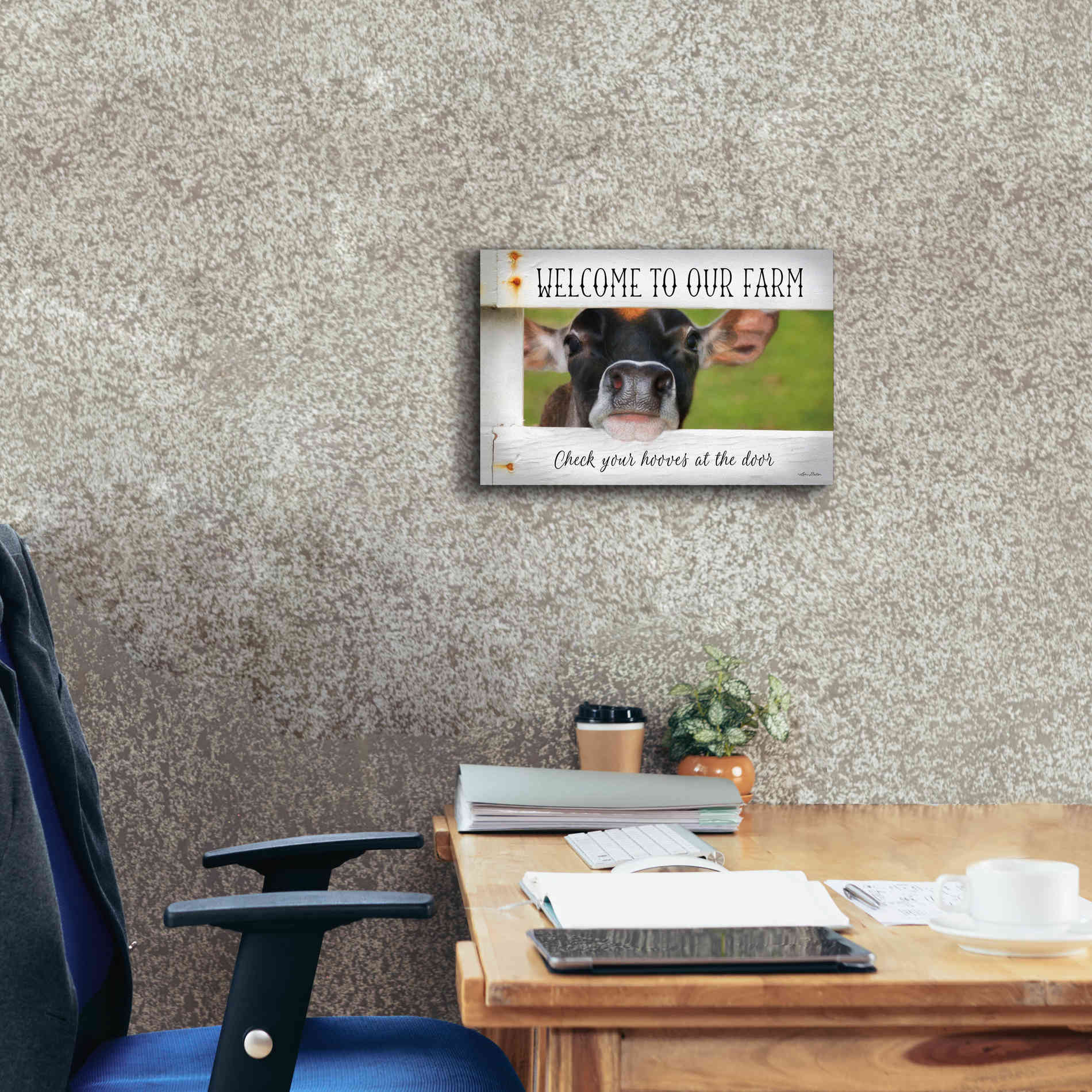 'Welcome Cow' by Lori Deiter Canvas Wall Art,18 x 12