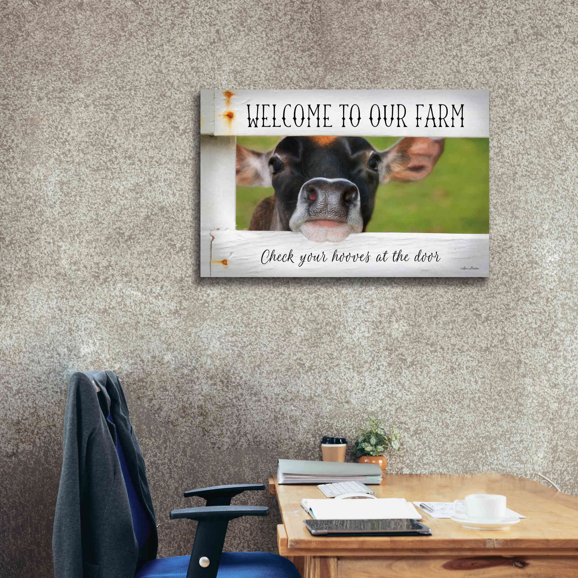 'Welcome Cow' by Lori Deiter Canvas Wall Art,40 x 26