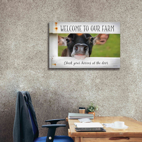 Image of 'Welcome Cow' by Lori Deiter Canvas Wall Art,40 x 26