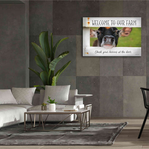 Image of 'Welcome Cow' by Lori Deiter Canvas Wall Art,60 x 40