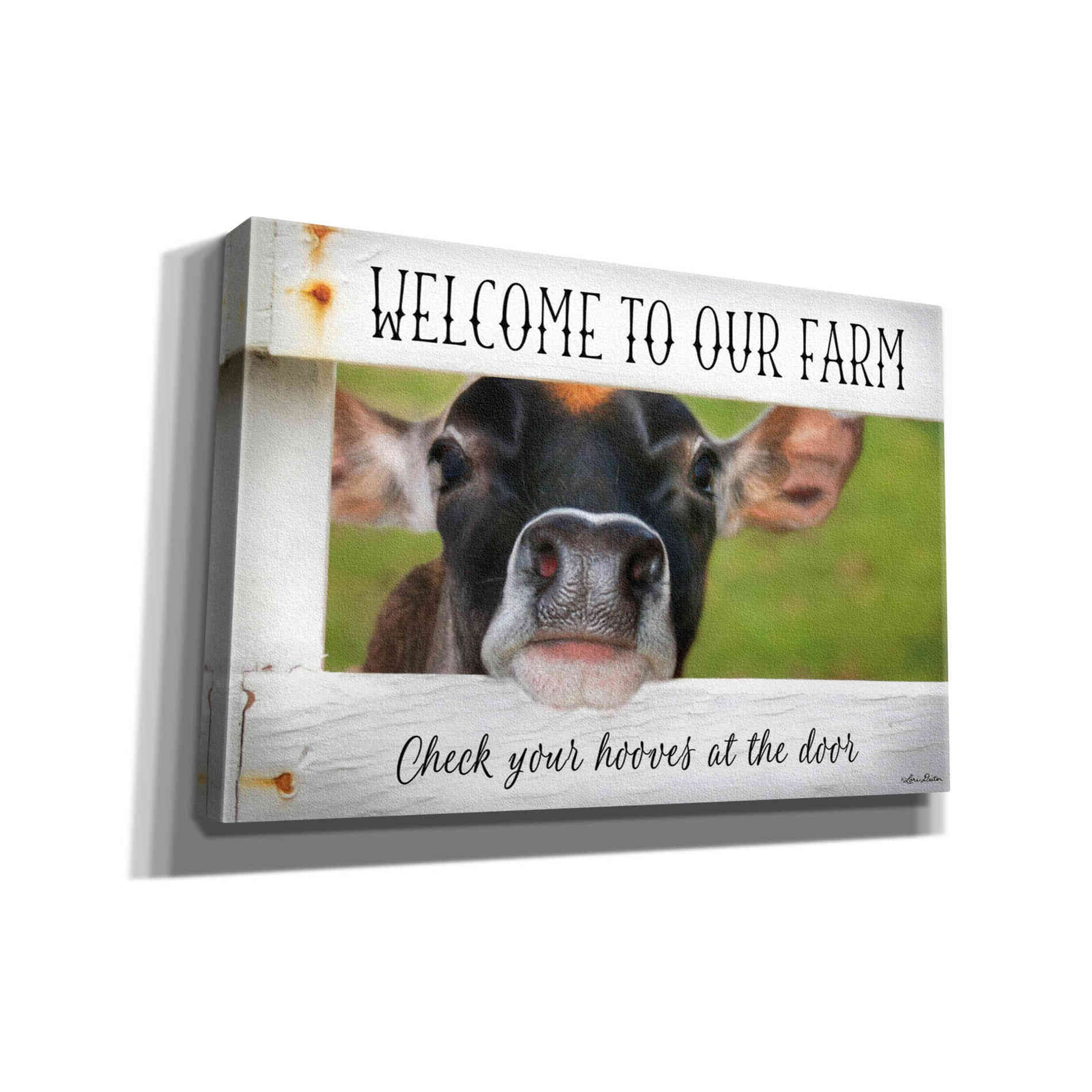 'Welcome Cow' by Lori Deiter Canvas Wall Art