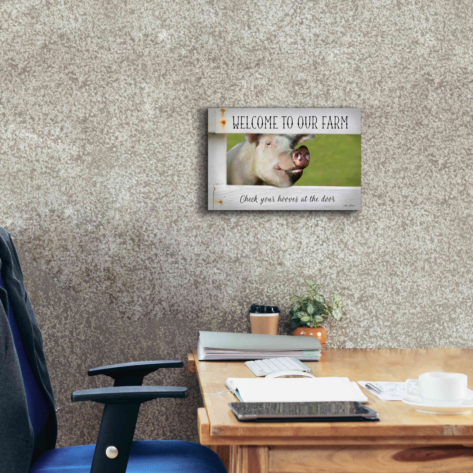 'Welcome Pig' by Lori Deiter Canvas Wall Art,18 x 12