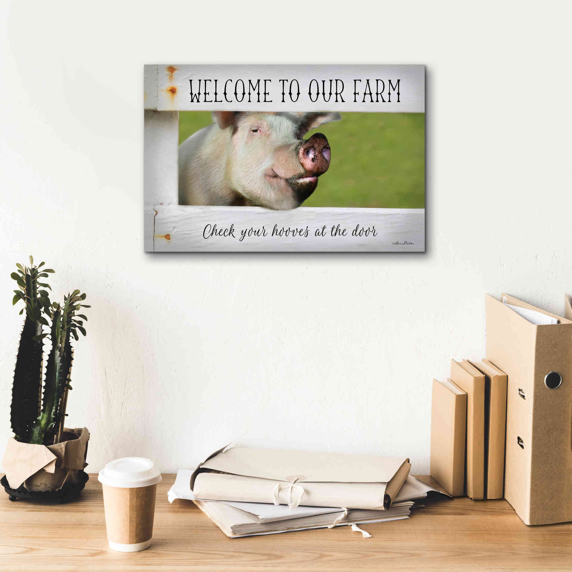 'Welcome Pig' by Lori Deiter Canvas Wall Art,18 x 12