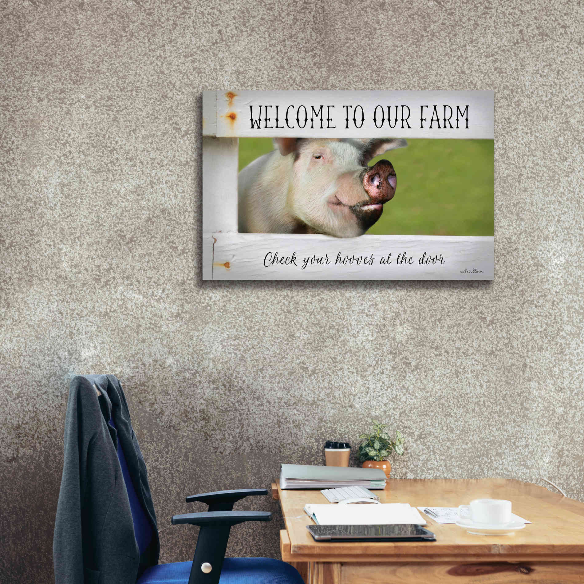 'Welcome Pig' by Lori Deiter Canvas Wall Art,40 x 26