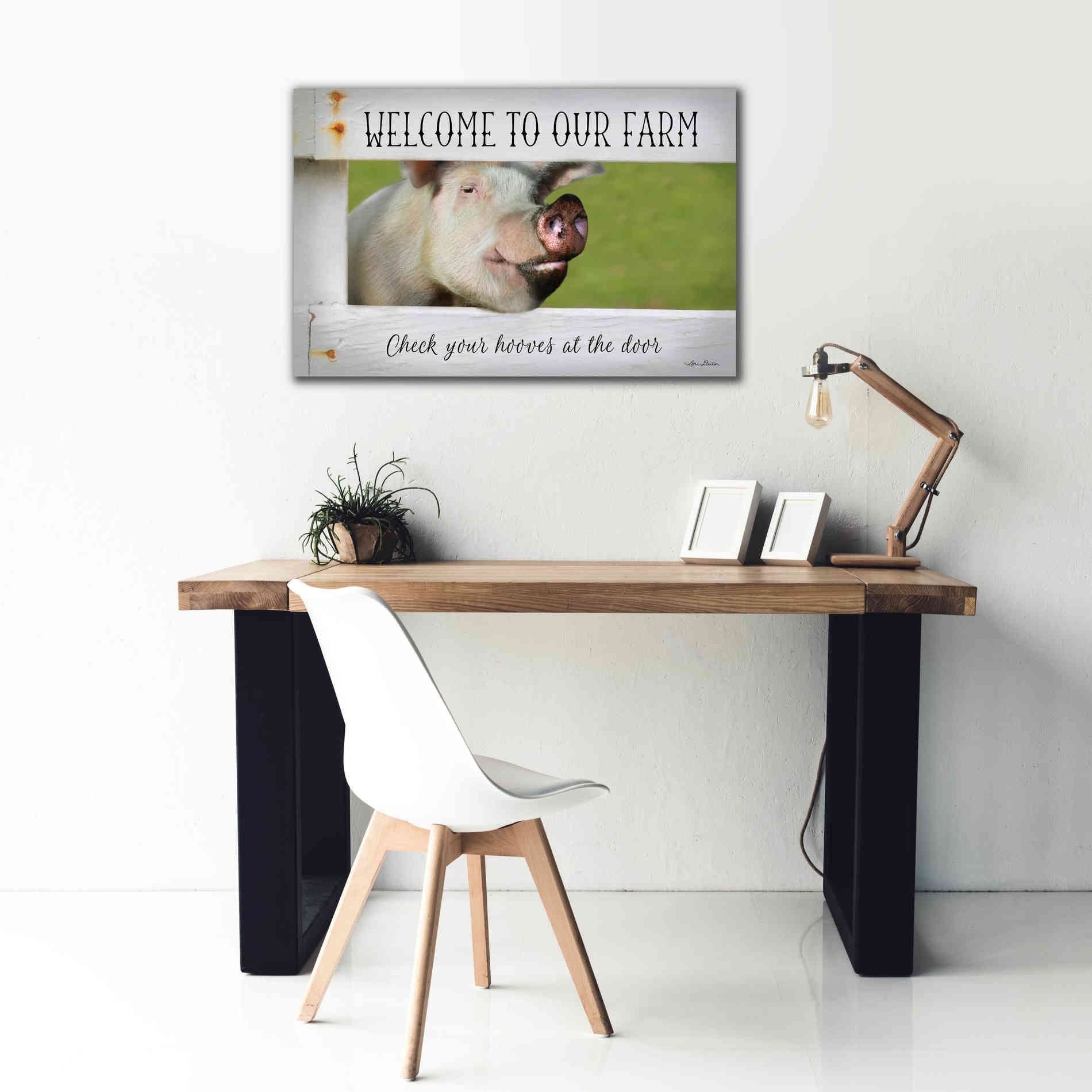 'Welcome Pig' by Lori Deiter Canvas Wall Art,40 x 26