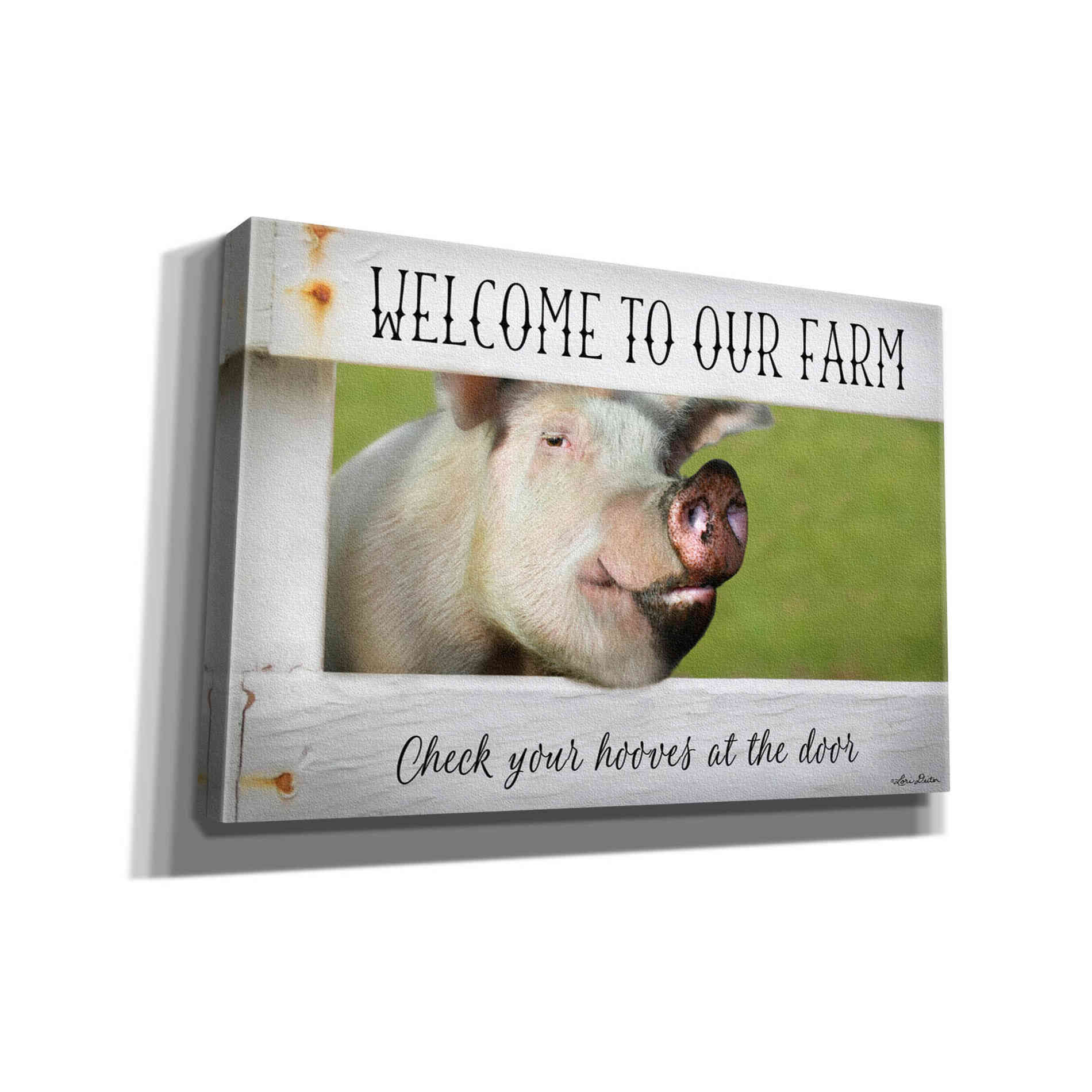 'Welcome Pig' by Lori Deiter Canvas Wall Art