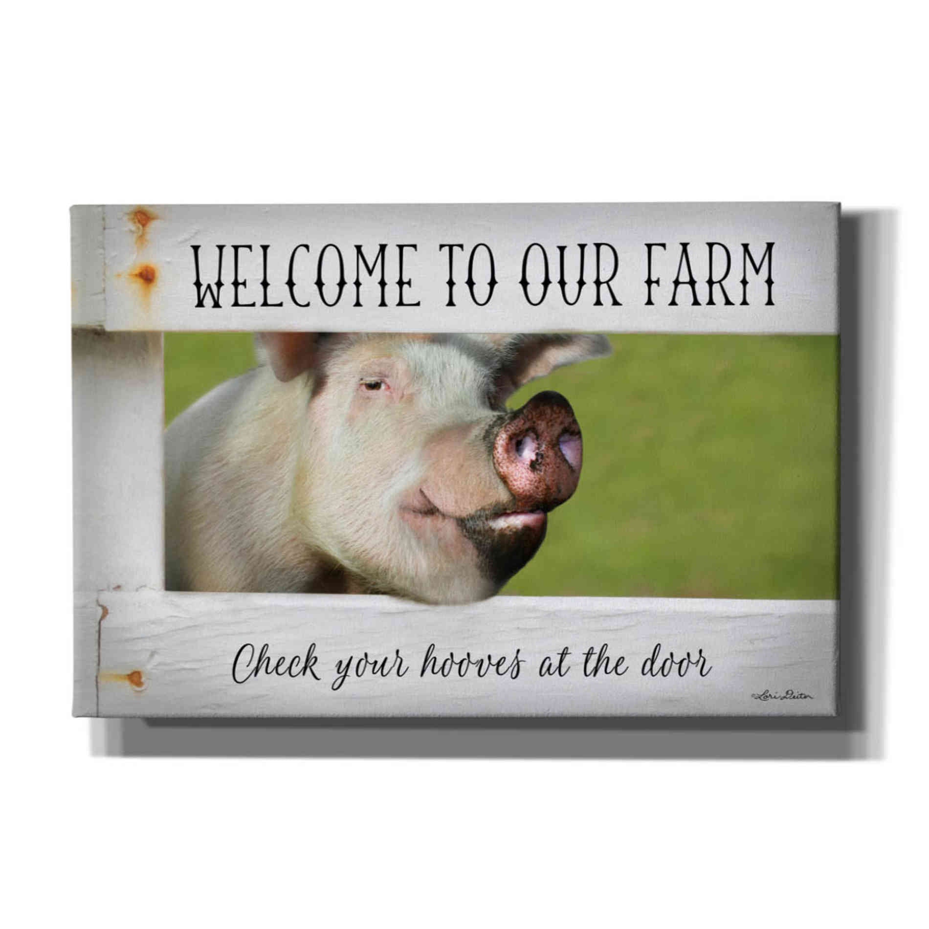 'Welcome Pig' by Lori Deiter Canvas Wall Art