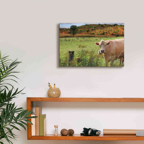 Image of 'Fall Cow' by Lori Deiter Canvas Wall Art,18 x 12