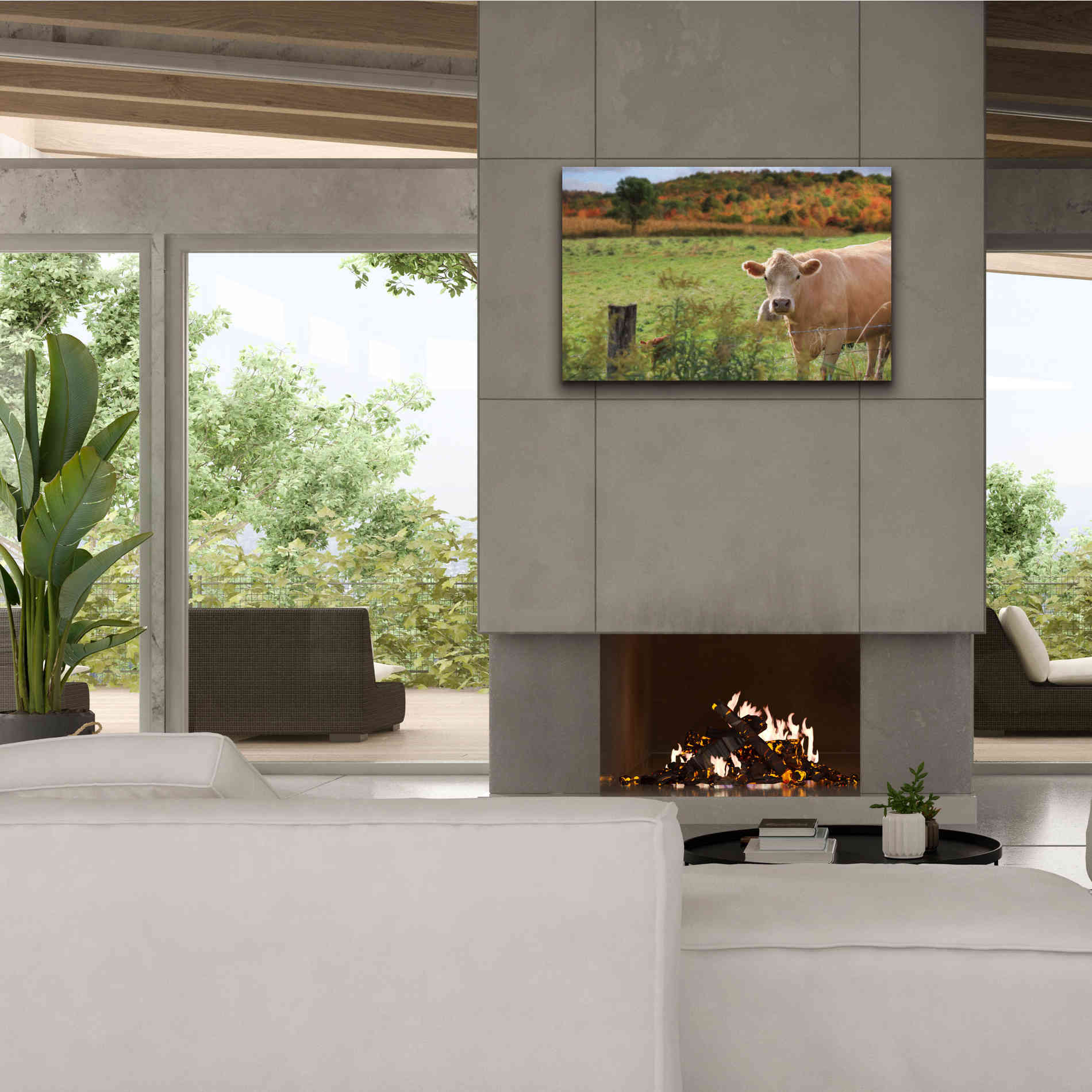 'Fall Cow' by Lori Deiter Canvas Wall Art,40 x 26