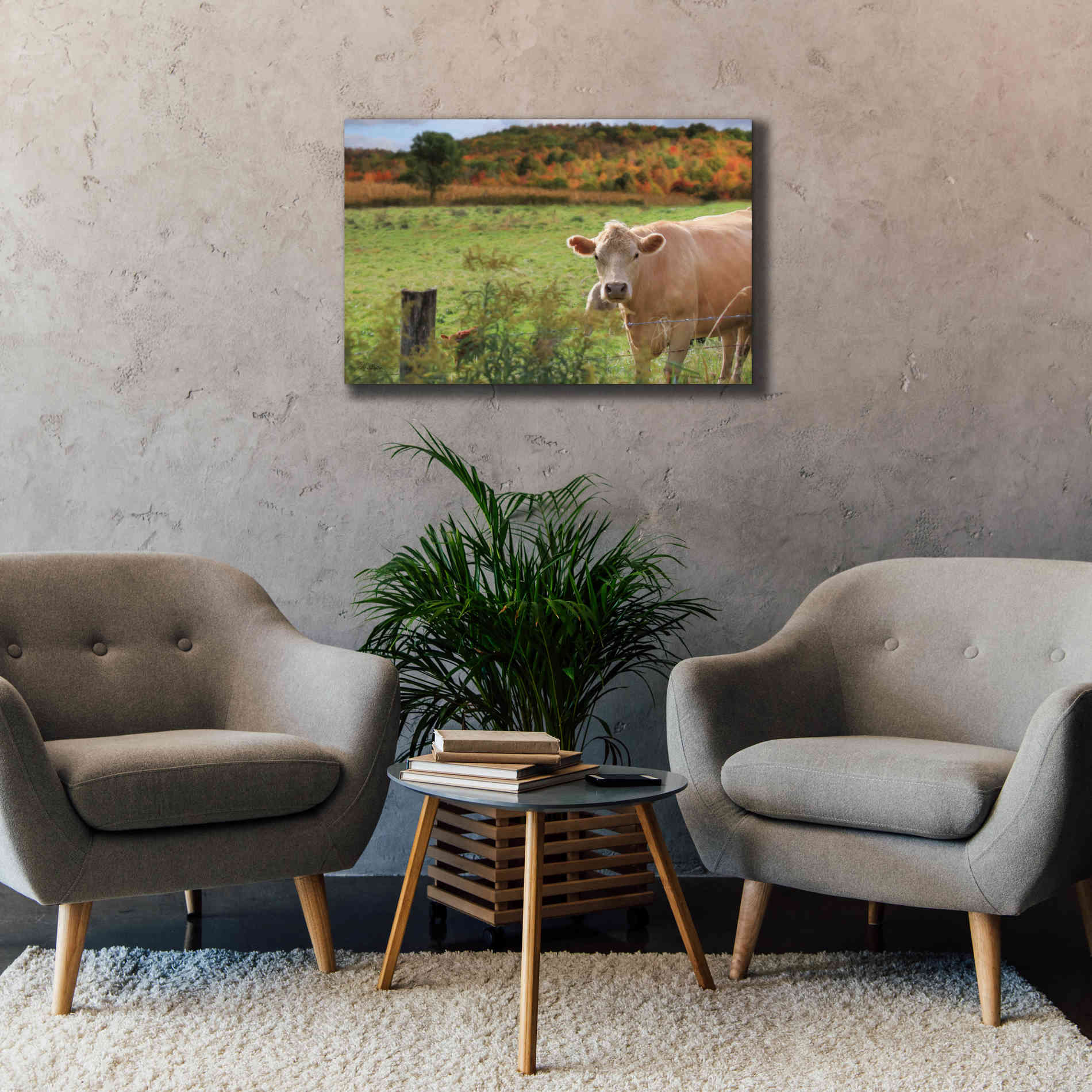 'Fall Cow' by Lori Deiter Canvas Wall Art,40 x 26