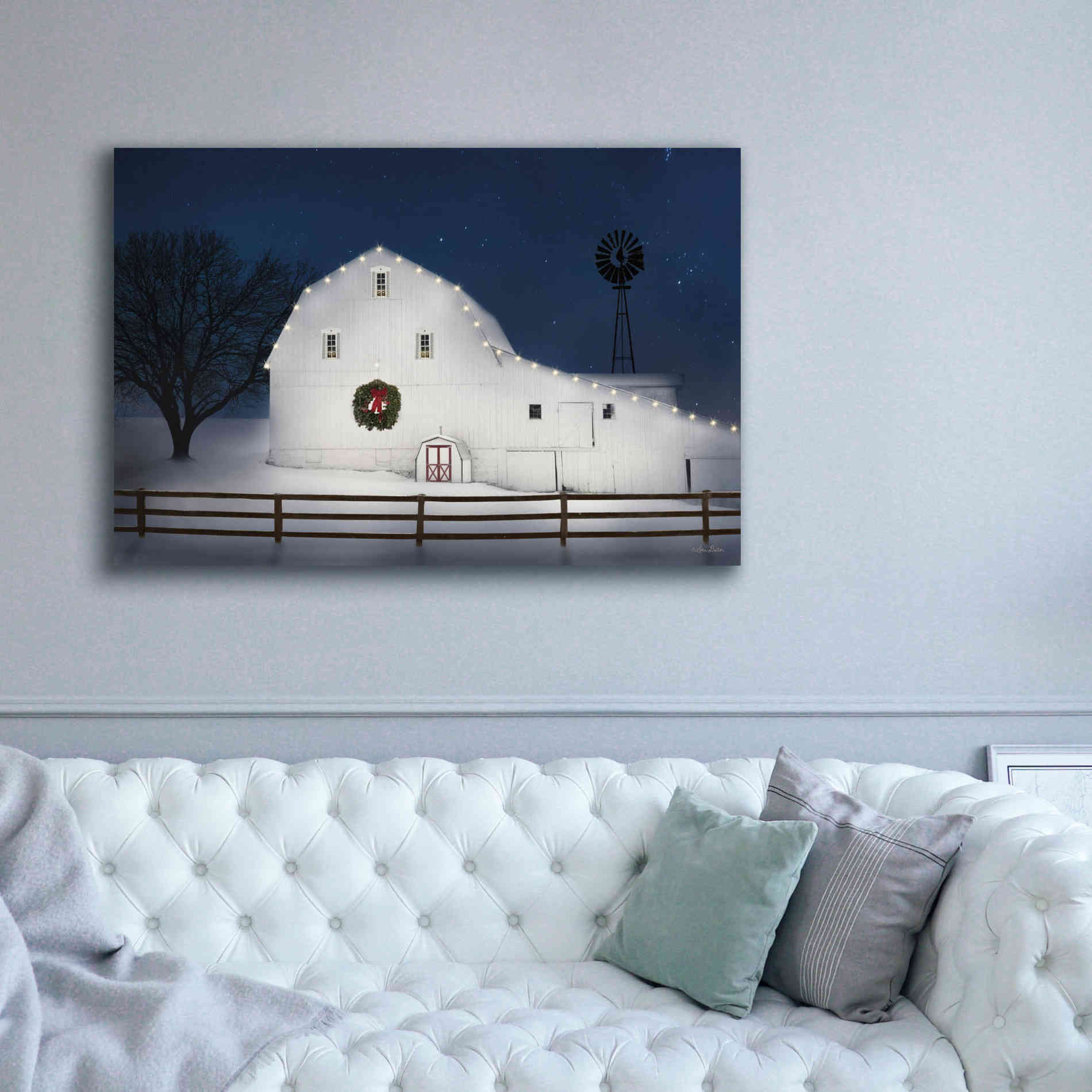 'Christmas Starry Night' by Lori Deiter Canvas Wall Art,60 x 40