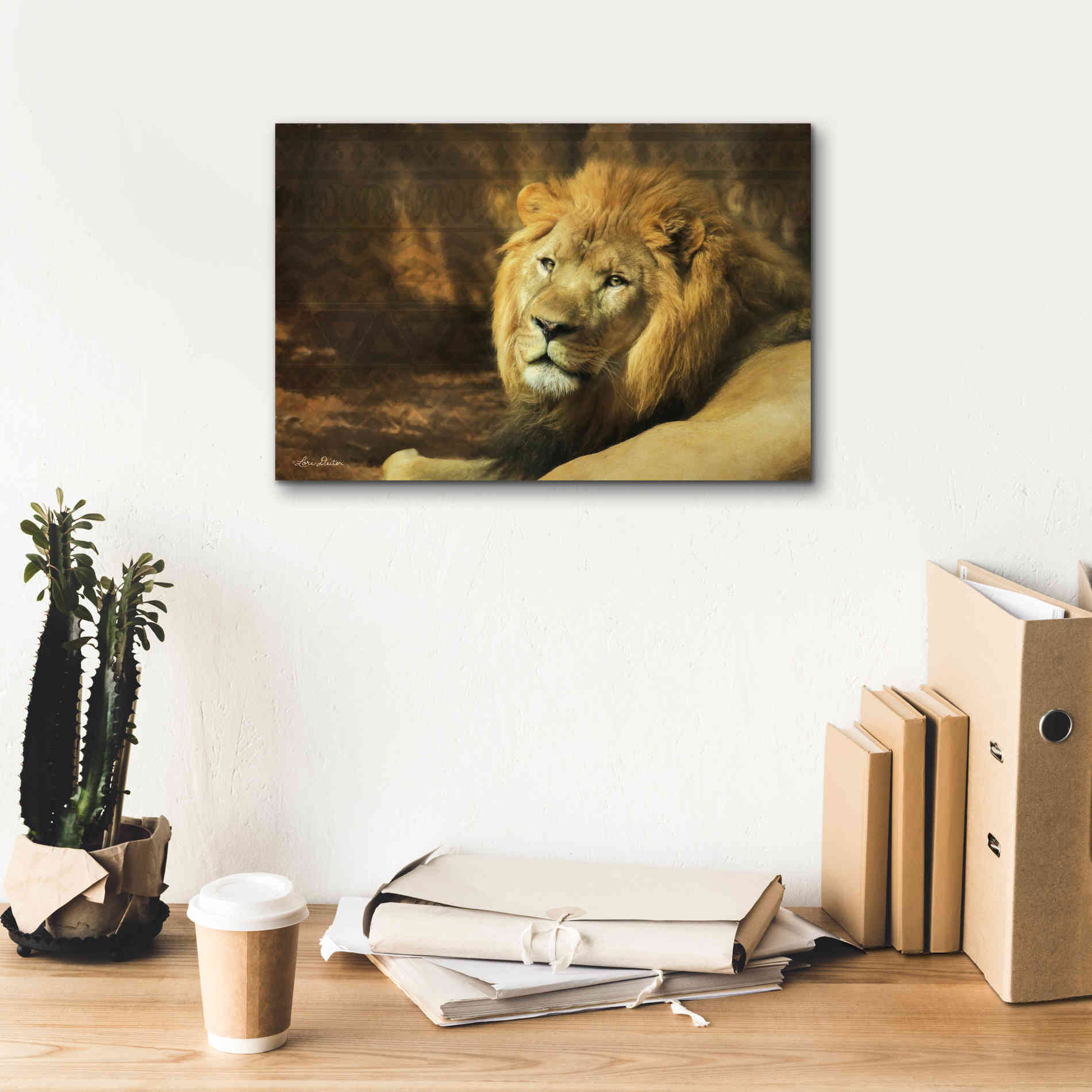'Tribal Lion' by Lori Deiter Canvas Wall Art,18 x 12