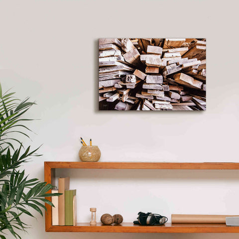 Image of 'Wood Pile' by Donnie Quillen Canvas Wall Art,18 x 12