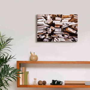 'Wood Pile' by Donnie Quillen Canvas Wall Art,18 x 12