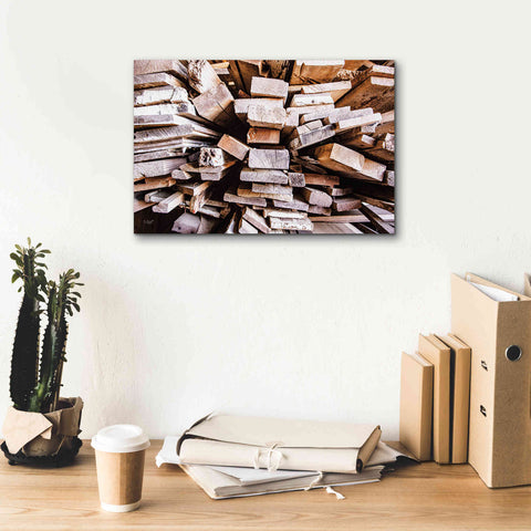 Image of 'Wood Pile' by Donnie Quillen Canvas Wall Art,18 x 12