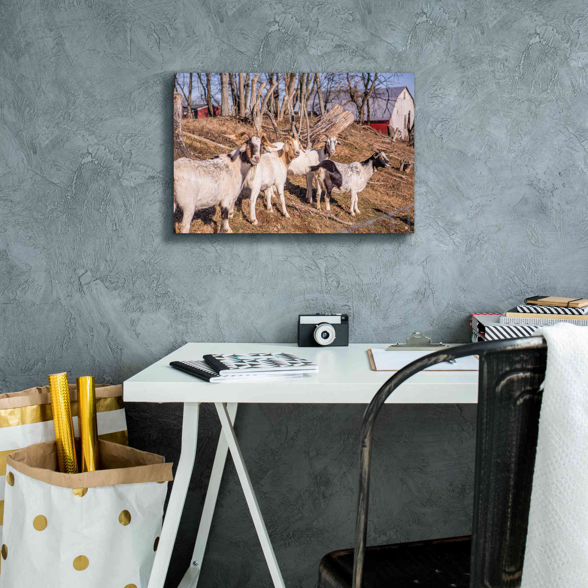 'Goats of a Feather' by Donnie Quillen Canvas Wall Art,18 x 12