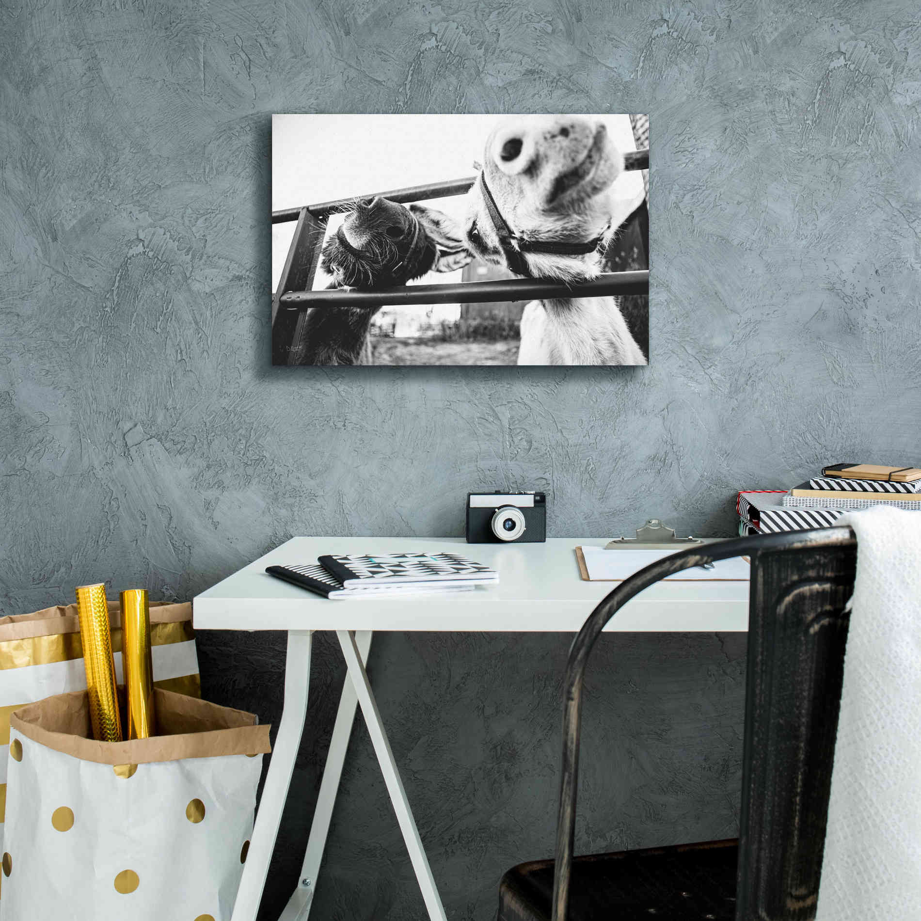 'Feeding Donkeys' by Donnie Quillen Canvas Wall Art,18 x 12