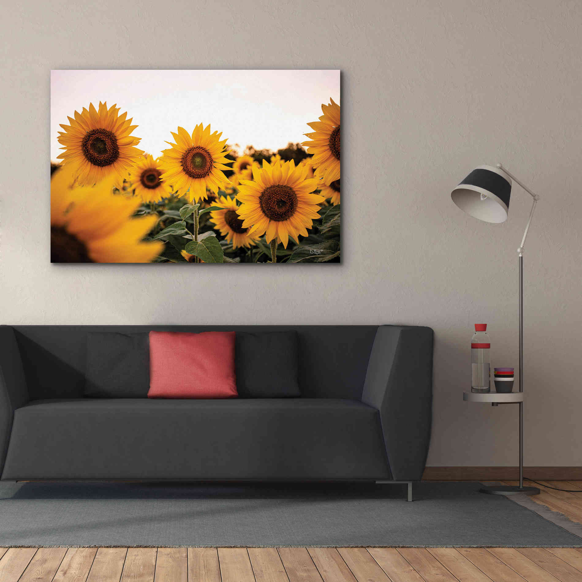 'Sunflower Field' by Donnie Quillen Canvas Wall Art,60 x 40