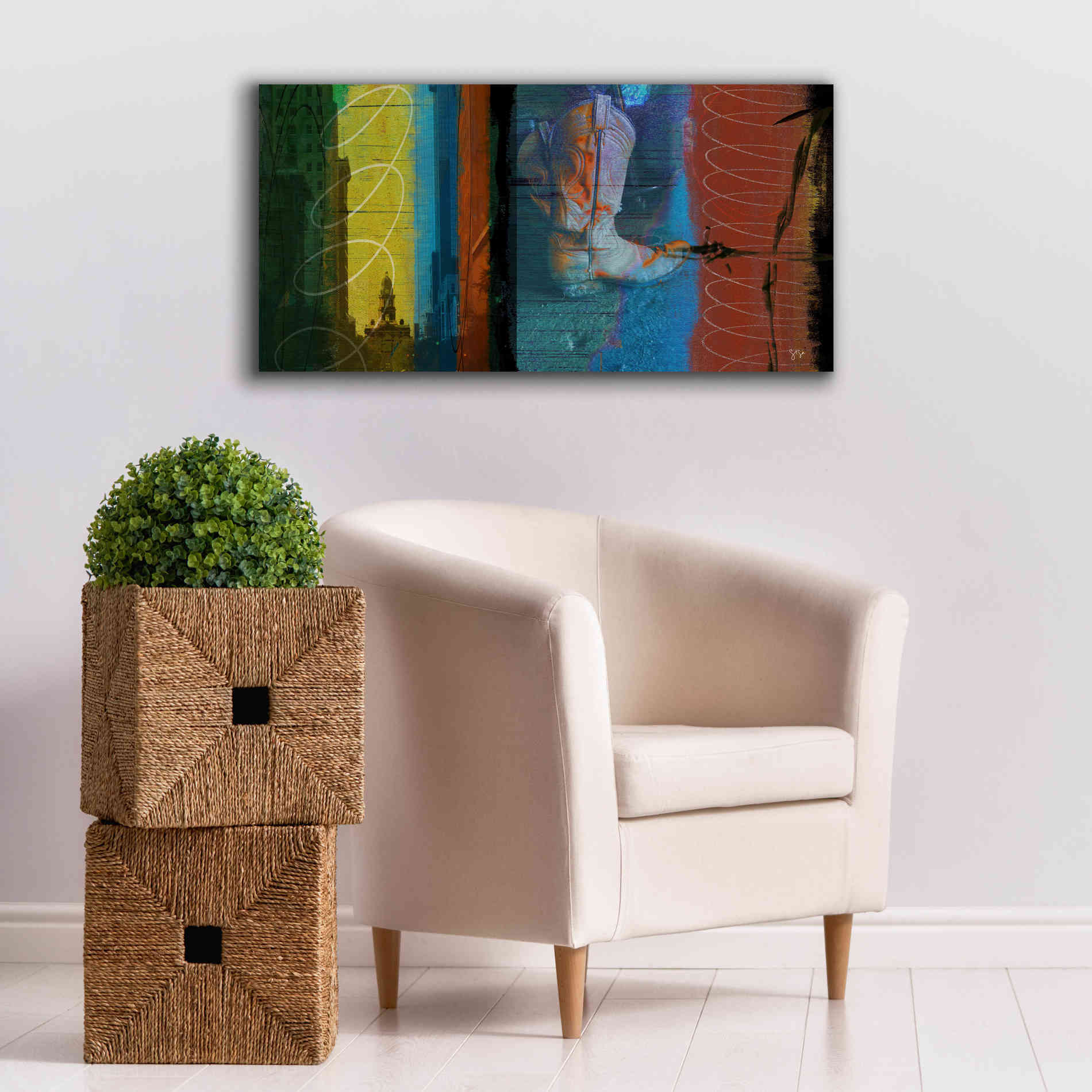'Boot Collage' by Sisa Jasper Canvas Wall Art,40 x 20