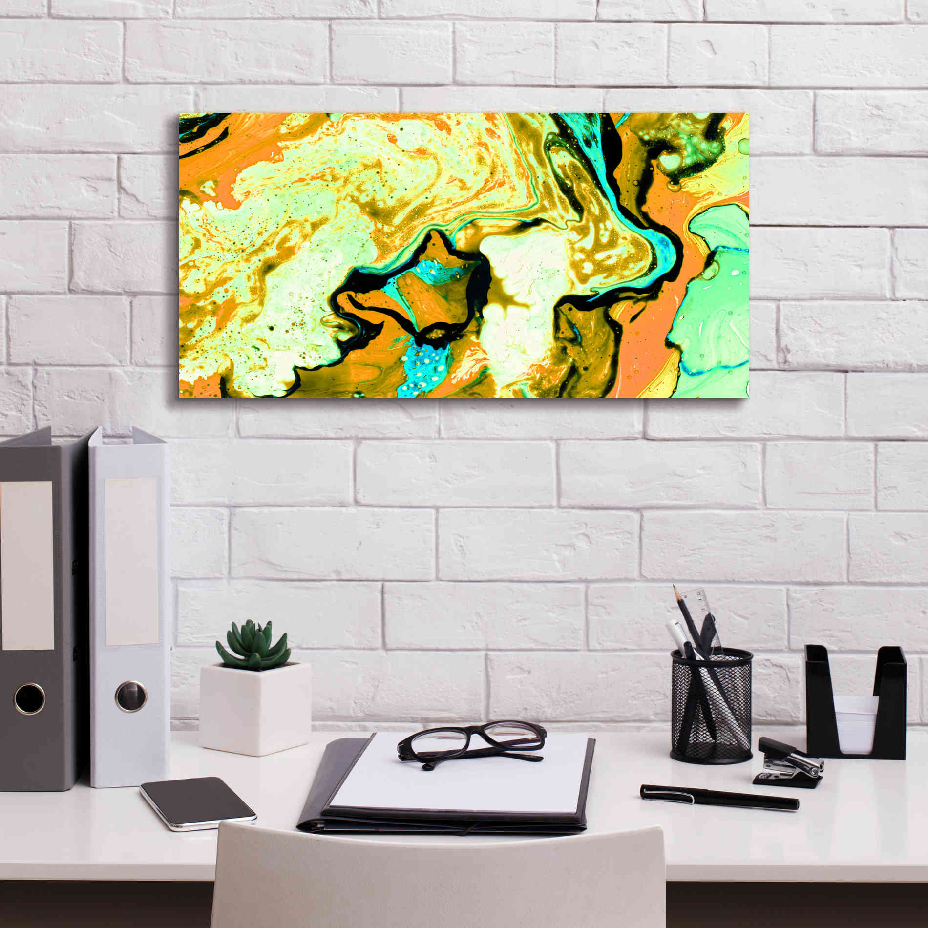 'Orange Lava' Canvas Wall Art,24 x 12