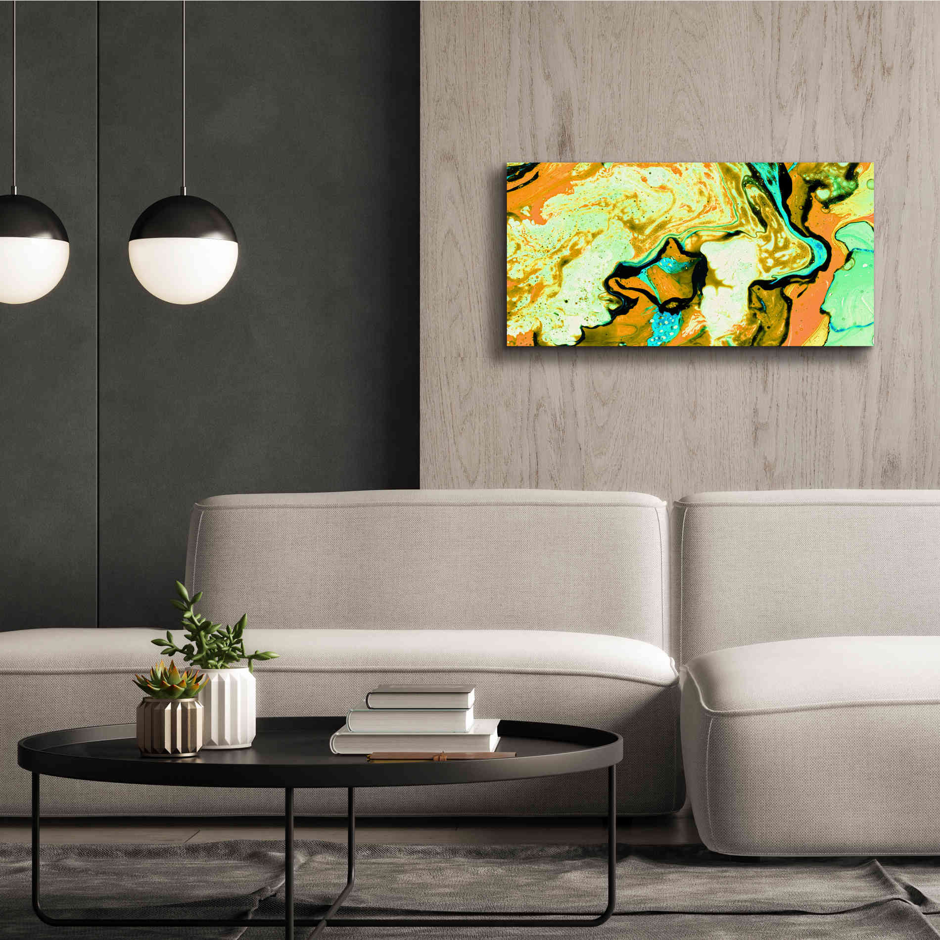 'Orange Lava' Canvas Wall Art,40 x 20
