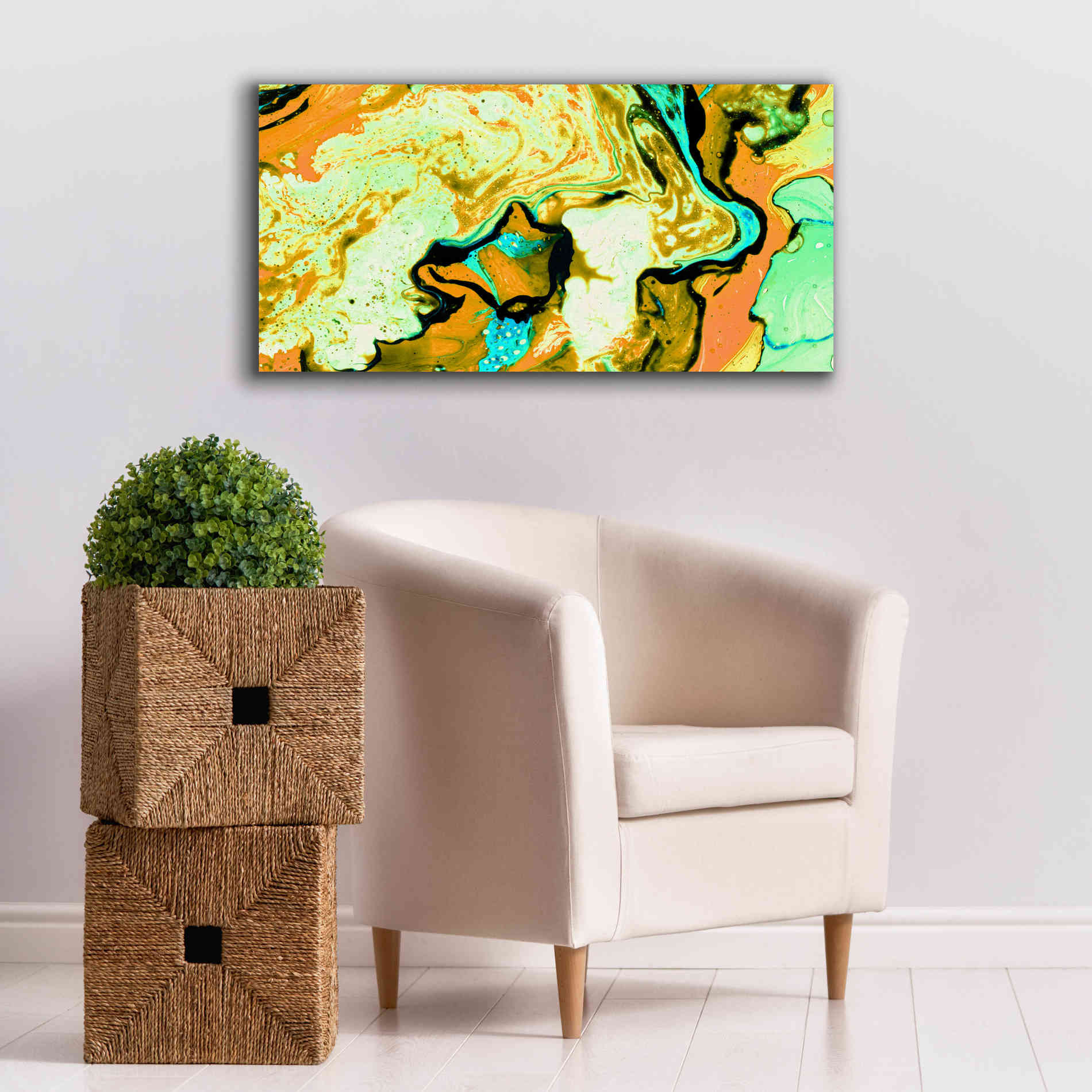 'Orange Lava' Canvas Wall Art,40 x 20