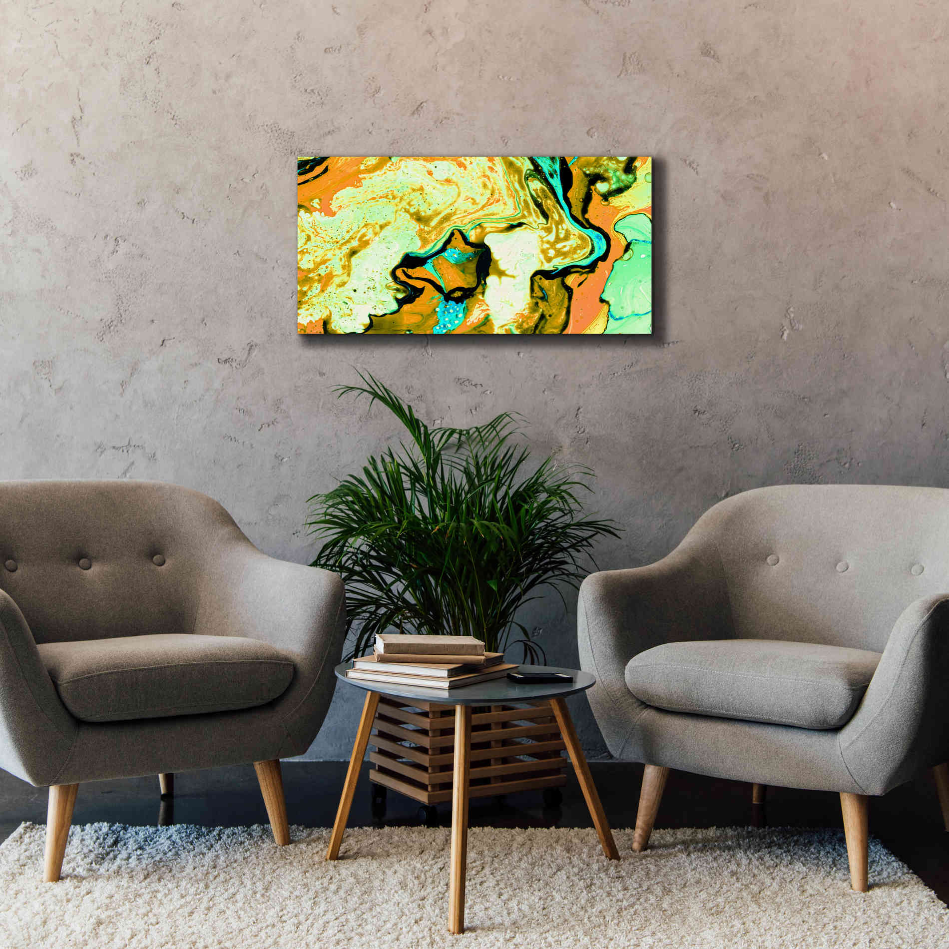 'Orange Lava' Canvas Wall Art,40 x 20